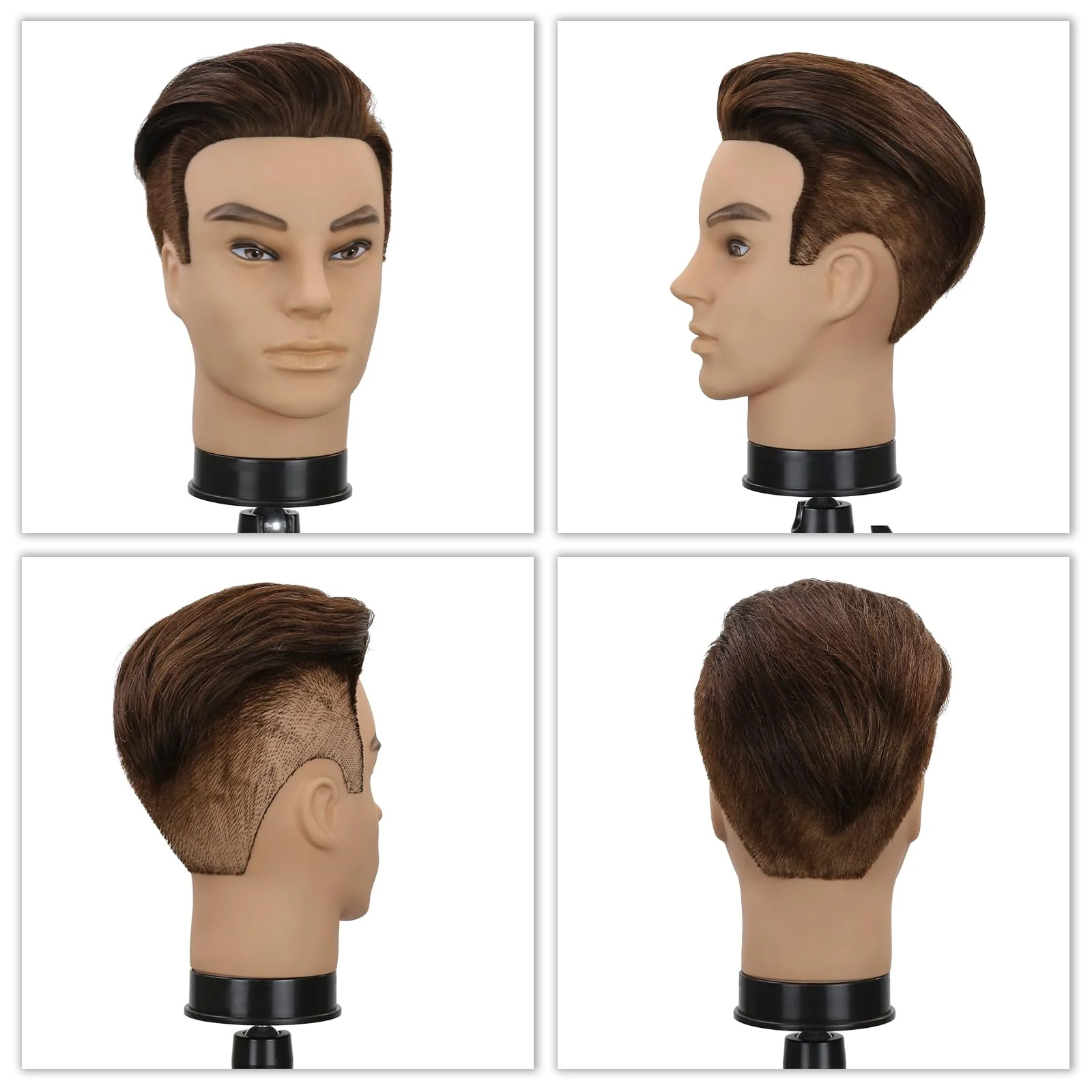 12" Barber Mannequin Head Male 100% Real Hair Mannequin Head with Human Hair Styling Practice Doll Head for Practicing Haircut & Hairdresser Manikin Doll Head With Free Clamp Stand(Without beard4#) - Image 6