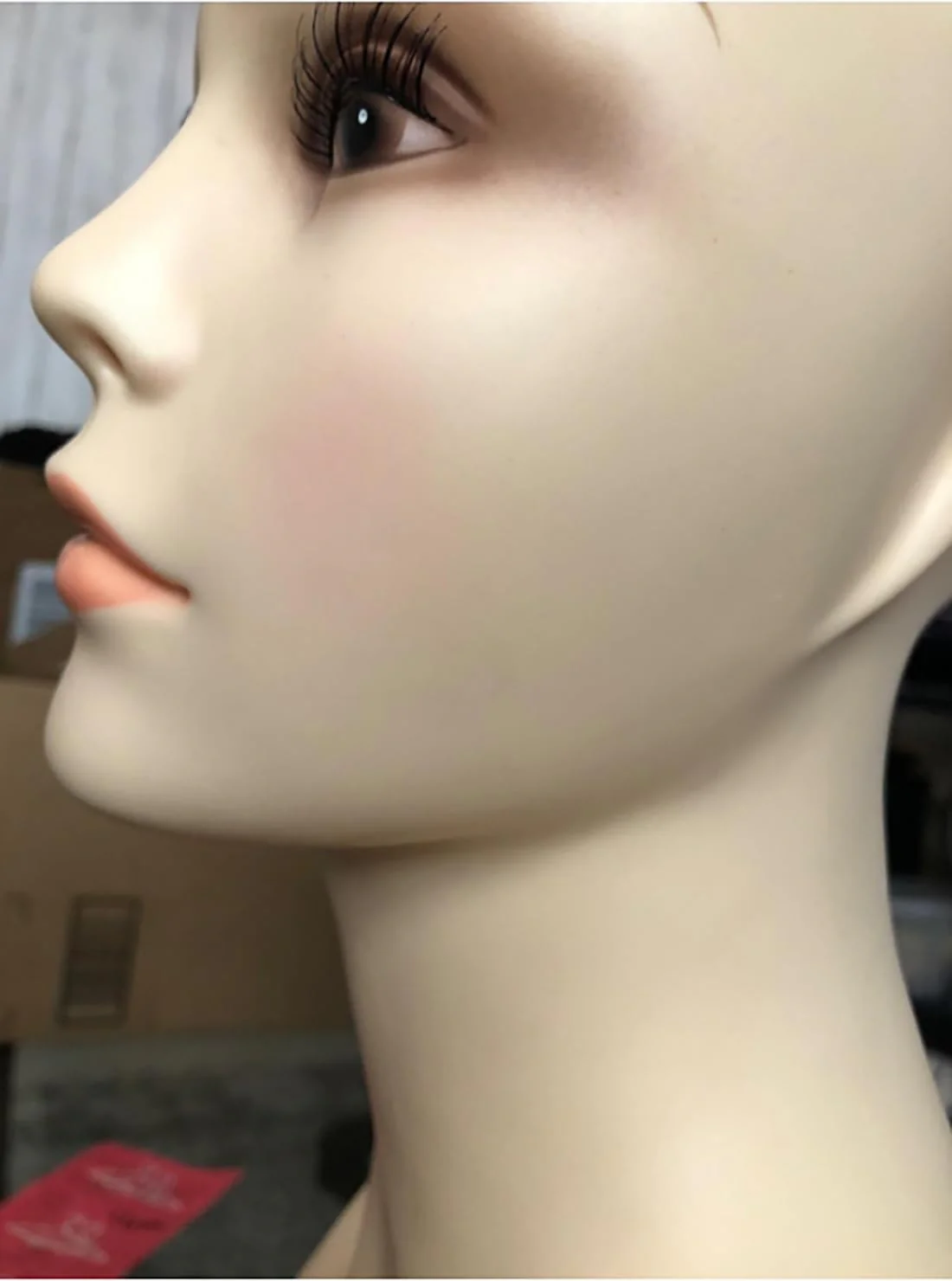 17-inch Female Mannequin Head Form with Eyelashes and Lips Display Stand for Wigs, Hats, Jewelry - Image 3