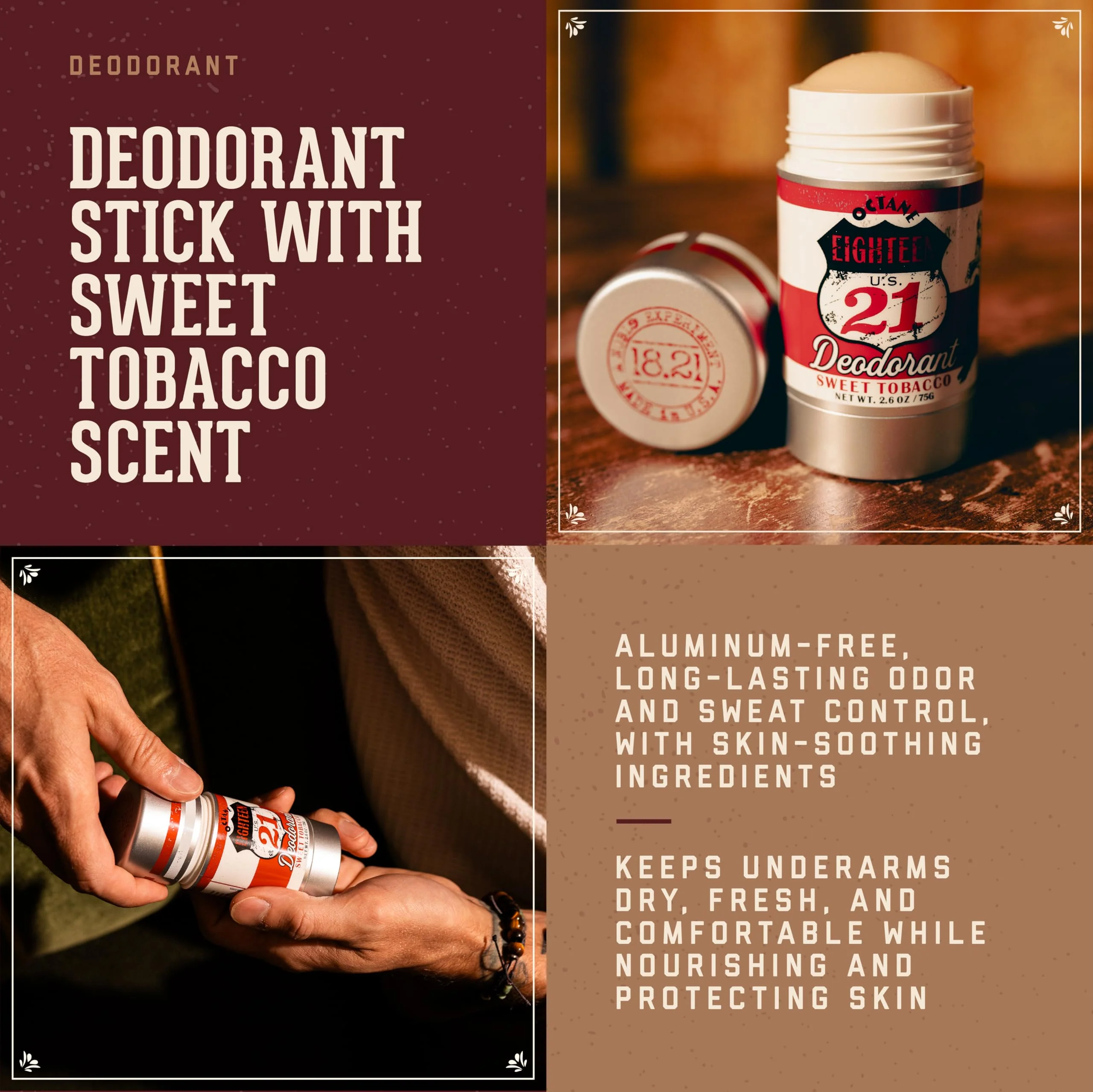 18.21 Man Made Deodorant Stick, Sweet Tobacco - Image 3
