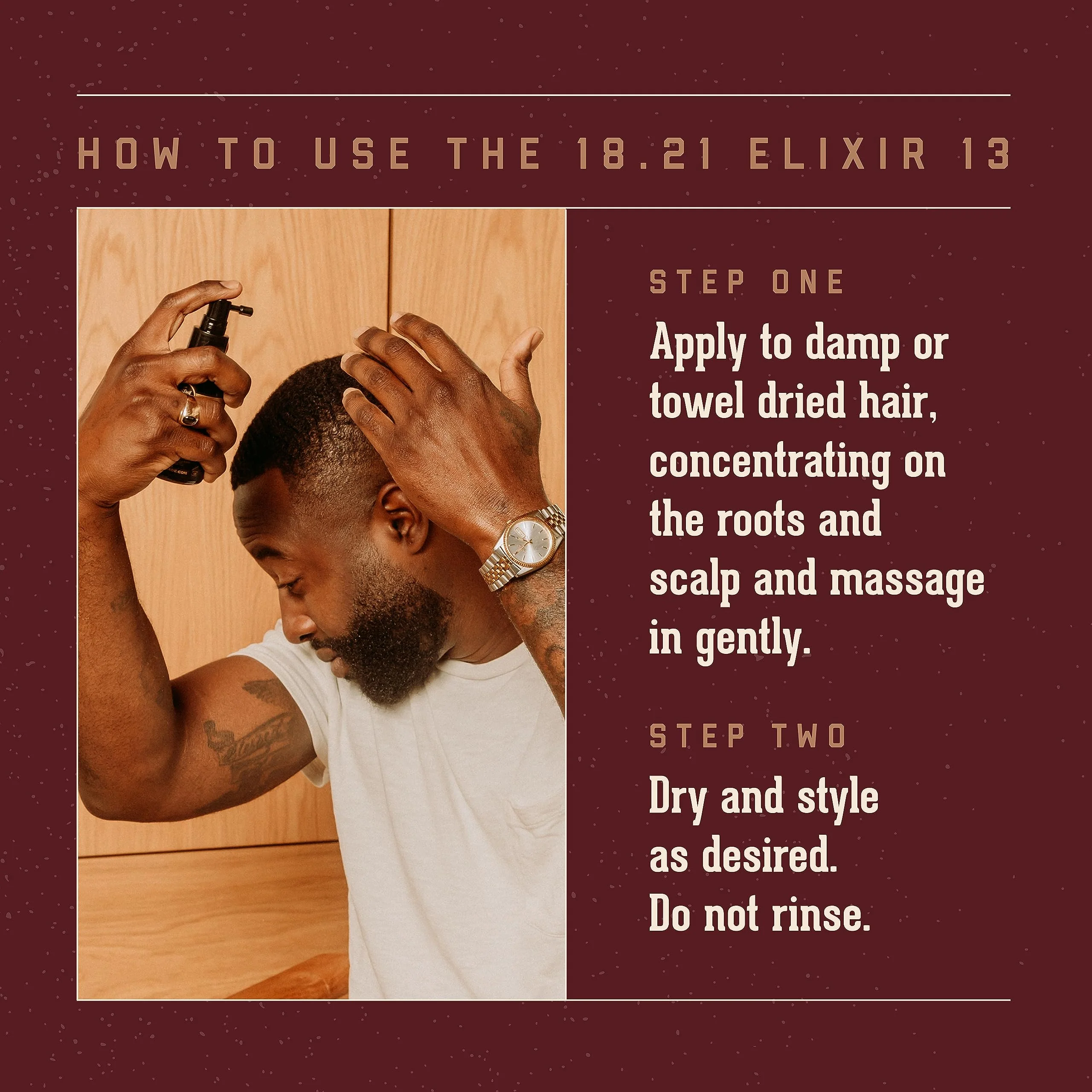 18.21 Man Made Elixir 13 Men's Styling and Thickening Treatment for Hair, Original Sweet Tobacco Volumizing Leave-on, 3.4oz - Image 4