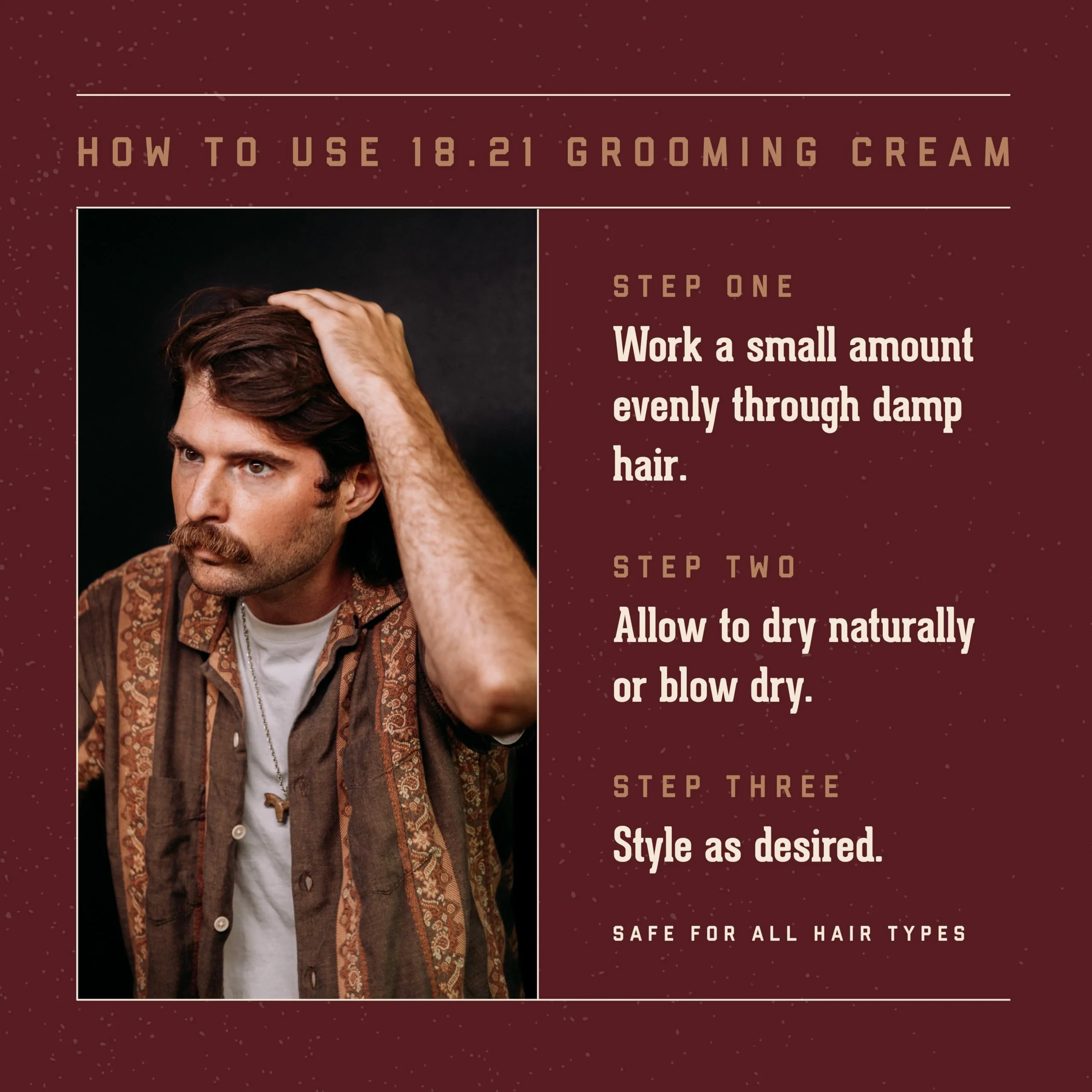 18.21 Man Made - Grooming Hair Smoothing & Texturizing Cream for Men – Frizz Control, Lightweight Styling with Soft Hold & Natural Finish - 3.4 oz - Image 3
