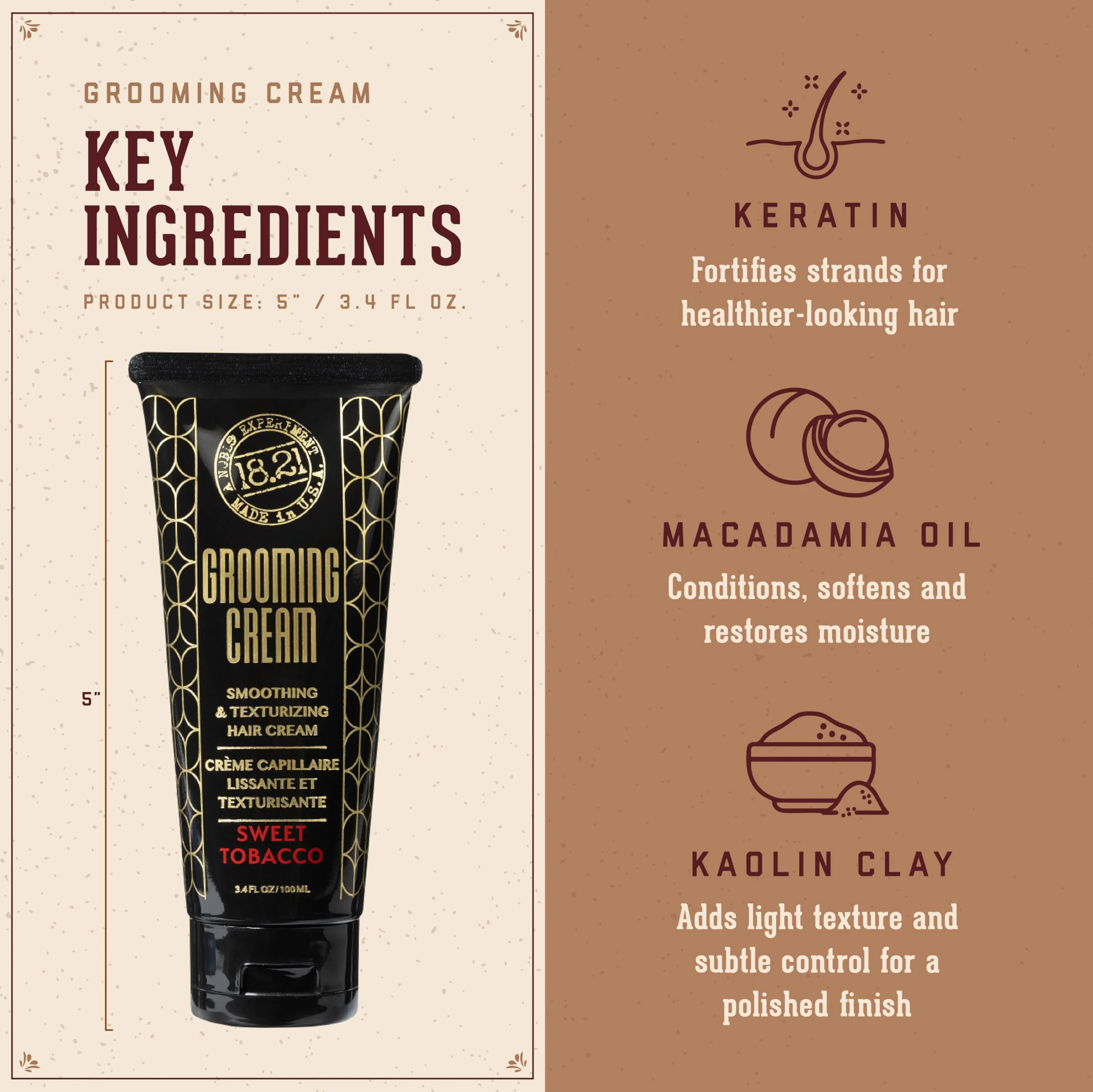 18.21 Man Made - Grooming Hair Smoothing & Texturizing Cream for Men – Frizz Control, Lightweight Styling with Soft Hold & Natural Finish - 3.4 oz - Image 4