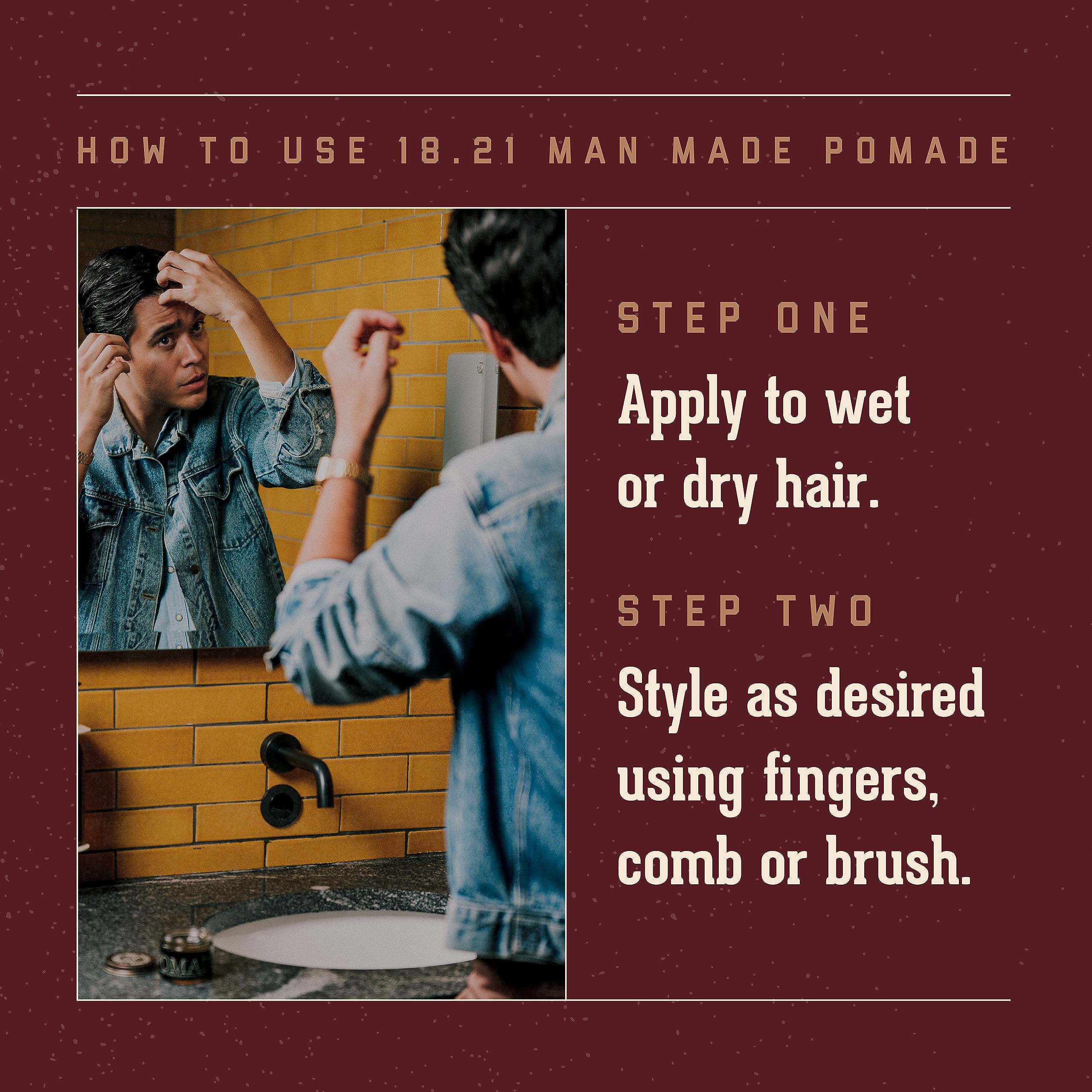 18.21 Man Made Hair Styling Product, 2oz. Original Sweet Tobacco Scent in Pomade with High Shine Finish - Image 4