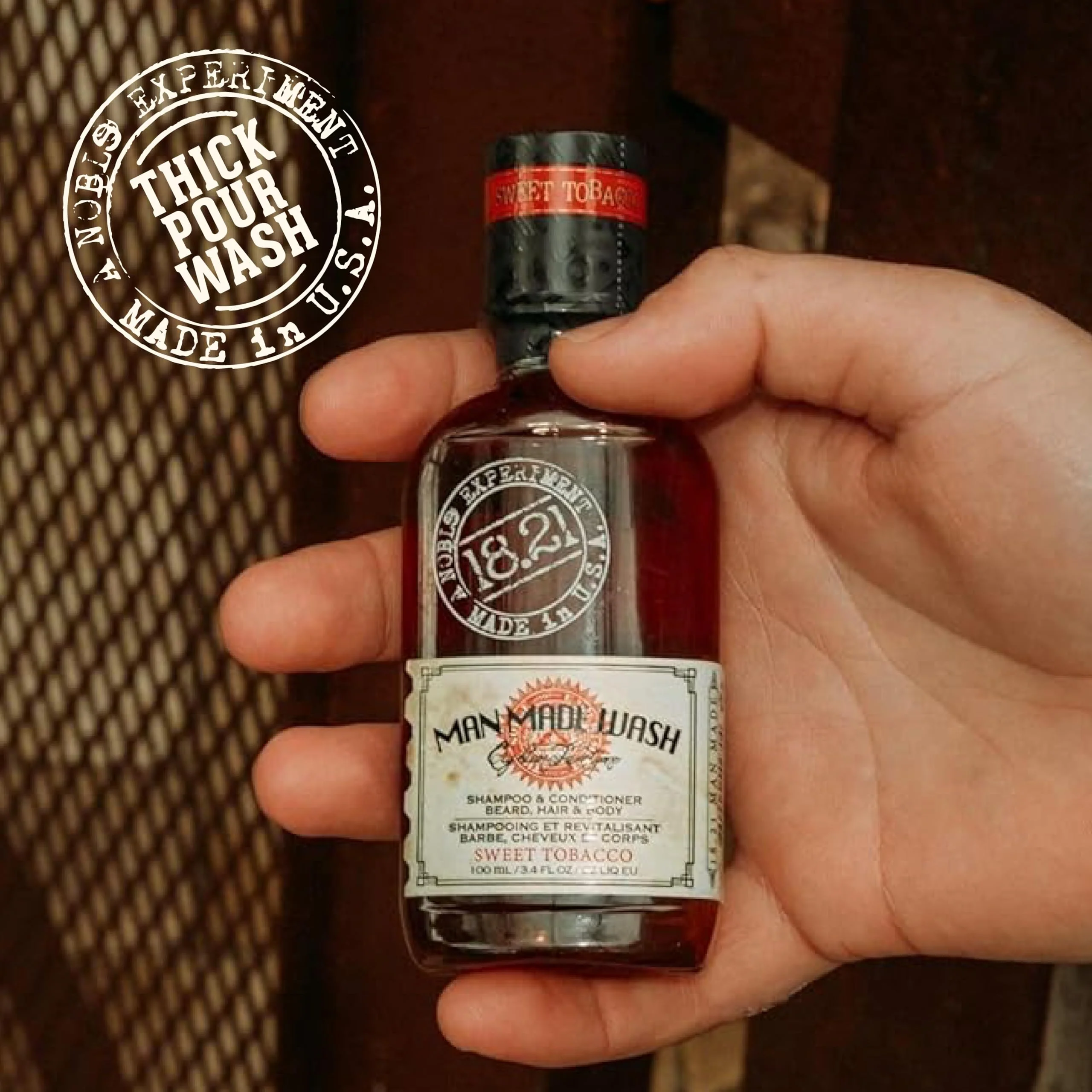 18.21 Man Made Original Sweet Tobacco 3-in-1 Body Wash, Shampoo, & Conditioner for Men, All Hair & Skin Types, Strengthens and Moisturizes in a Manly Aroma, 3.4oz - Image 7