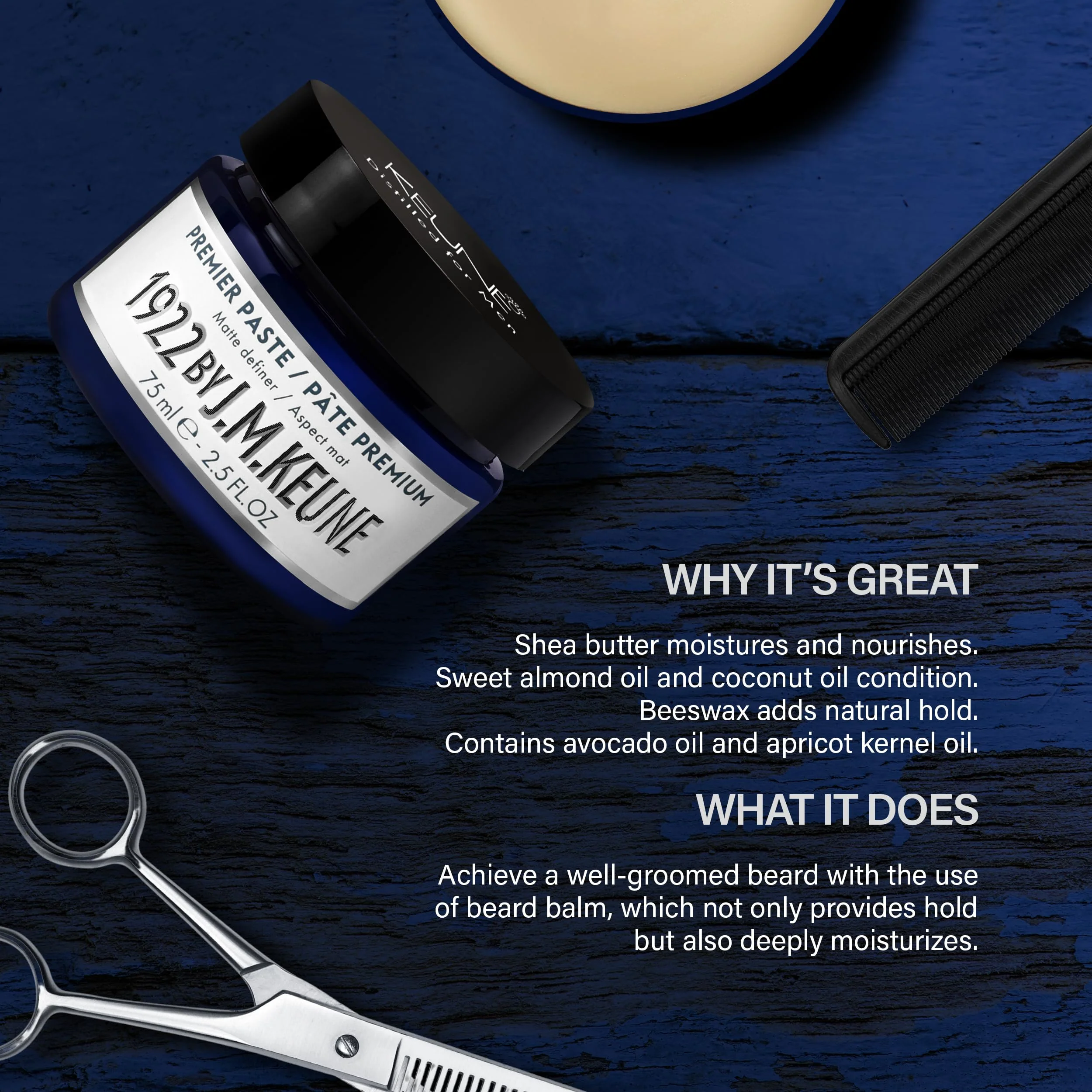 1922 by J.M. Keune Beard Balm, Moisturizing & Conditioning Balm for Beard Care, 2.5 Fl Oz - Image 3