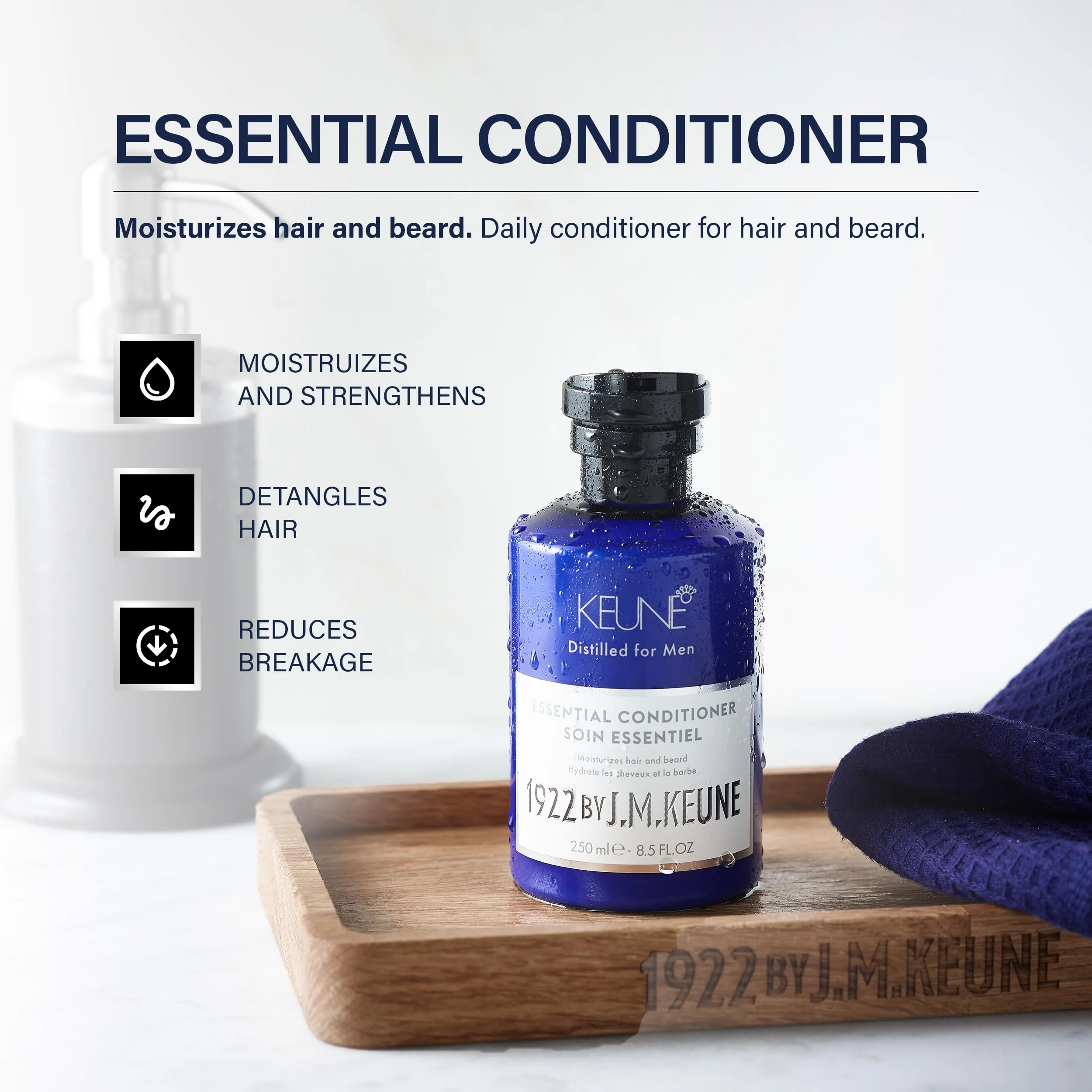 1922 by J.M. Keune Essential Conditioner, Moisturizing & Strengthening Conditioner for Men, 8.5 Fl Oz - Image 2