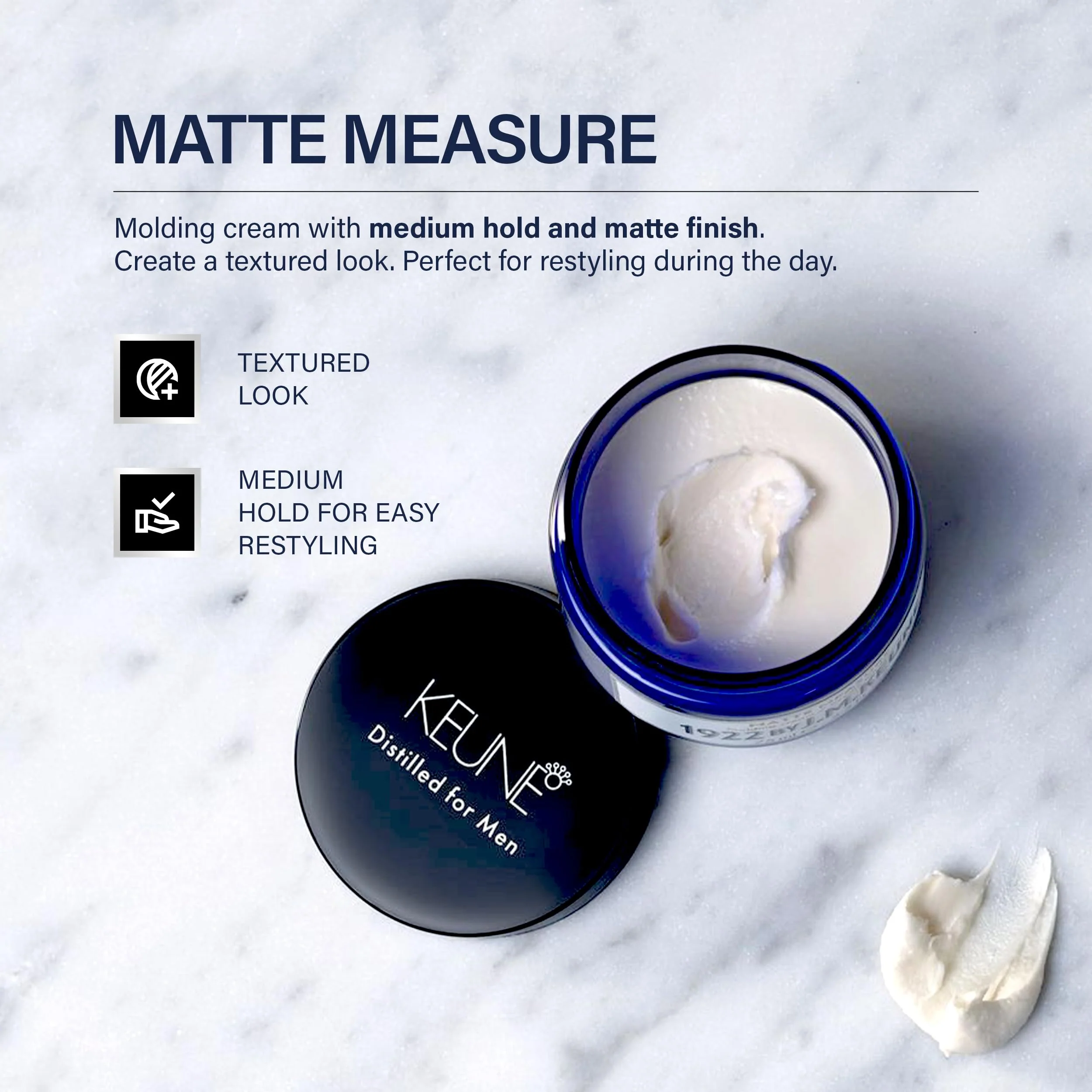 1922 by J.M. Keune Matte Measure, Medium Hold & Matte Finish Molding Cream for Men, 2.5 Fl Oz - Image 3