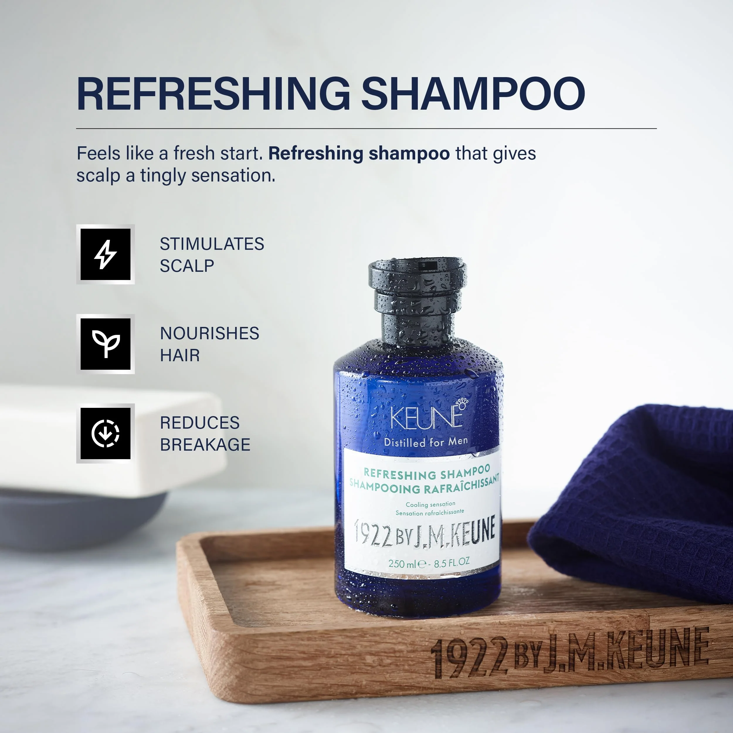 1922 by J.M. Keune Refreshing Shampoo, Invigorating & Cooling Cleanser for Men, 8.5 Fl Oz - Image 3