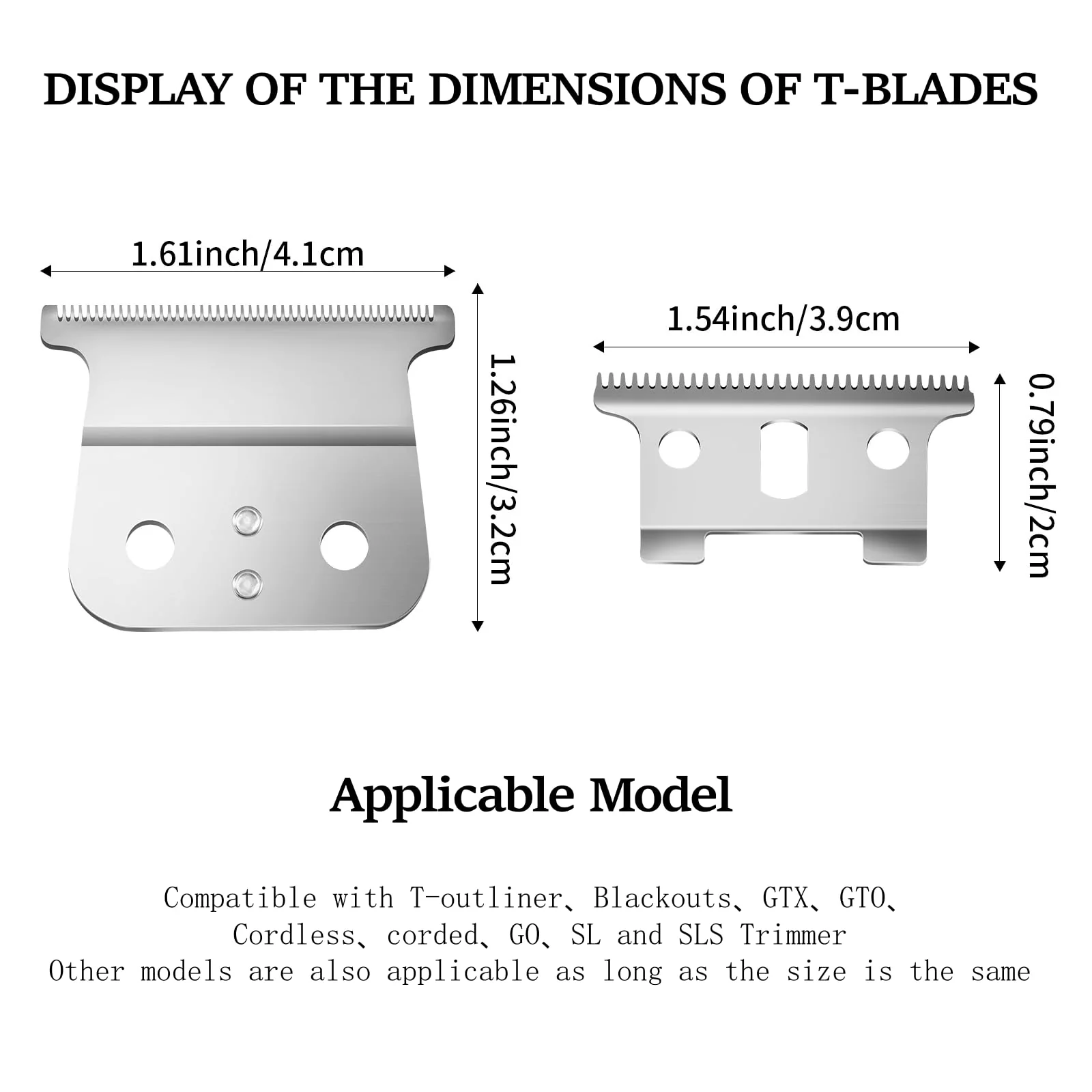 2 Pack Replacement T-Blades Compatible with Andis T-Outliners GTO,GO and SLS Trimmers,Silver - Image 4