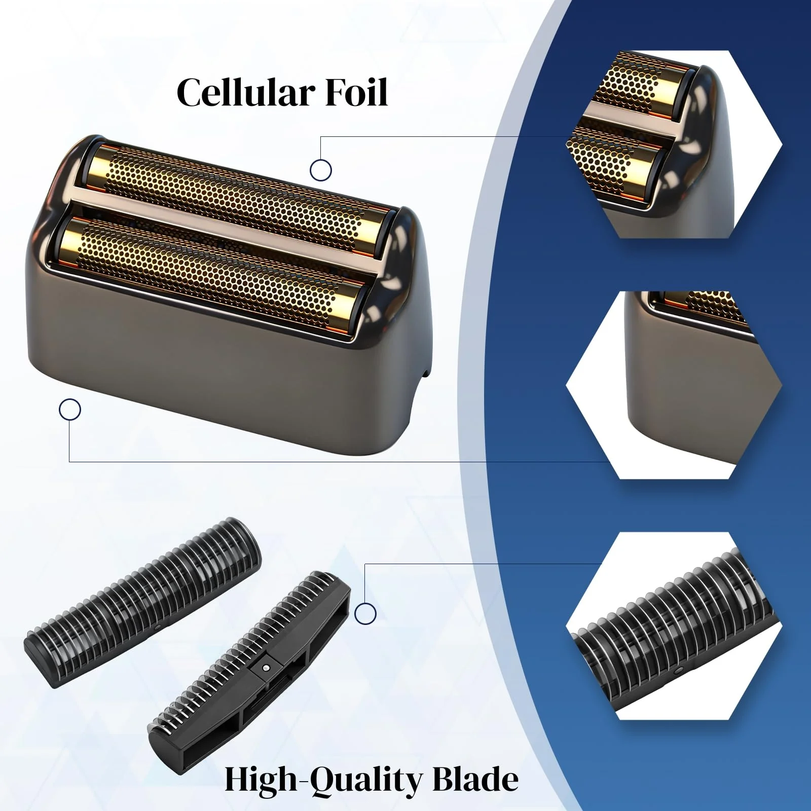 2 Pack Shaver Replacement Foil and Cutters Compatible with BaBylissPRO Double FXFS2 Metal Shaver foil Replacement,Black - Image 5