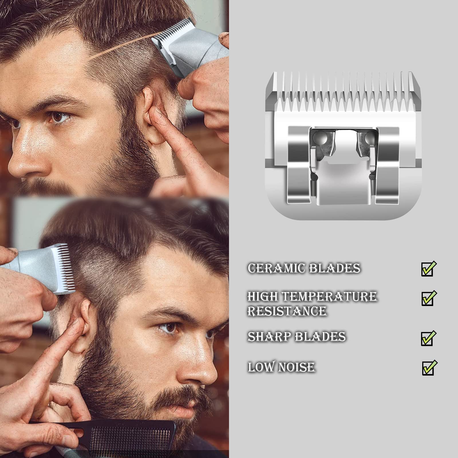 2 Packs Professional Detachable Replacement Ceramic Blades Size 1-1/2,Cut Length 5/32-Inch 4mm,compatible with Andis AGC,BDC,BGC,MBG Series/oster Classic 76/Star-Teq/Power-Teq/A5 Clipper - Image 3