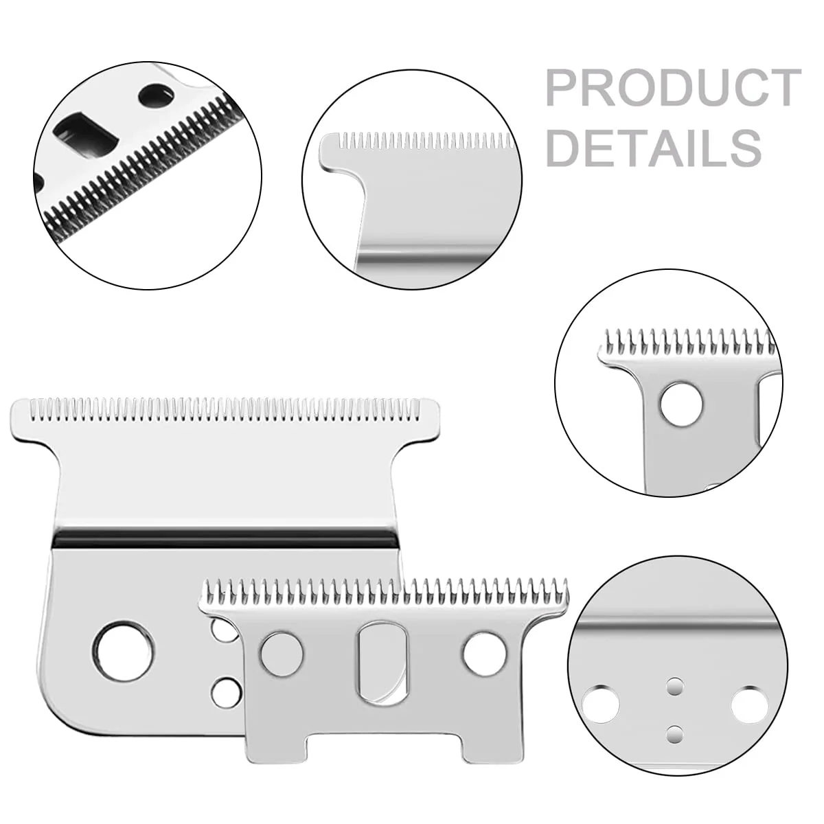 2 Pcs Replacement Blades Compatible with Andis #04710 and Andis #04521 hair Trimmer Compatible with Andis T Outliner & GTX Trimmer(sliver steel T blade + sliver steel blade) - Image 4