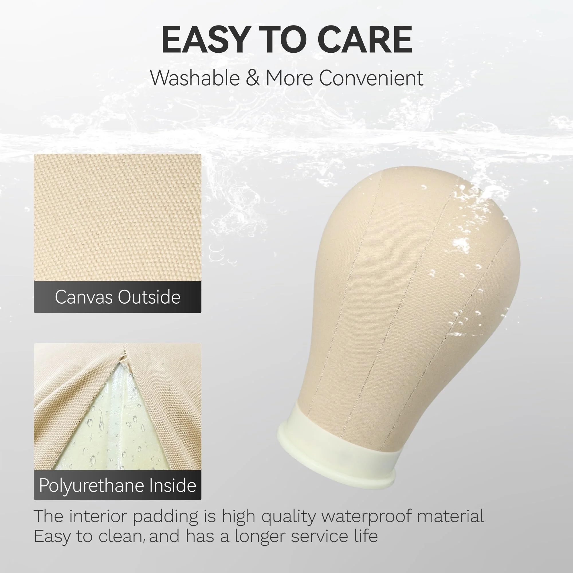 22 Inch Wig Head for Wig, Canvas Mannequin Head with Mount Hole, Manikin Head for Wig Making, Styling and Display, Head Contour More Realistic - Image 3