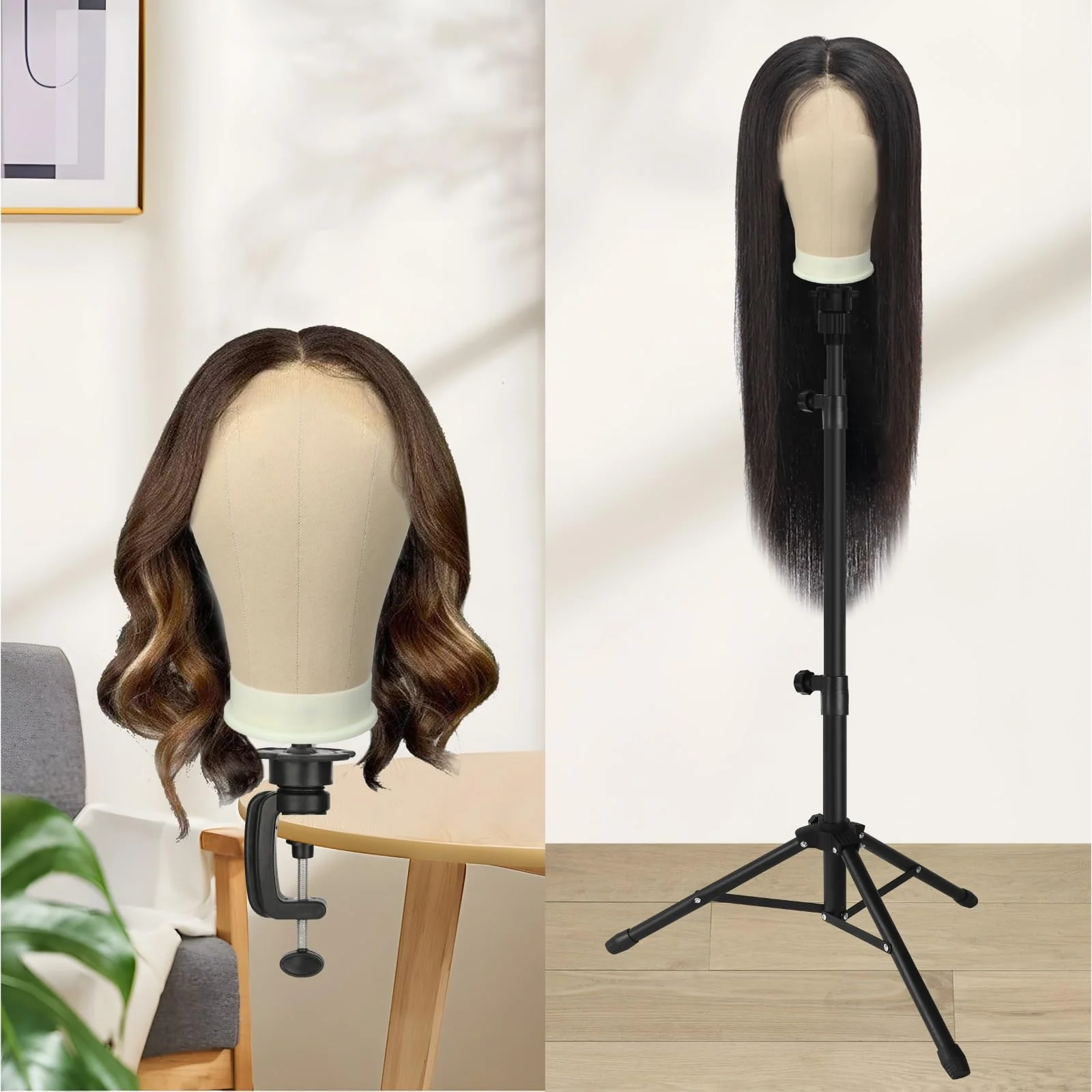 22 Inch Wig Head for Wig, Canvas Mannequin Head with Mount Hole, Manikin Head for Wig Making, Styling and Display, Head Contour More Realistic - Image 6