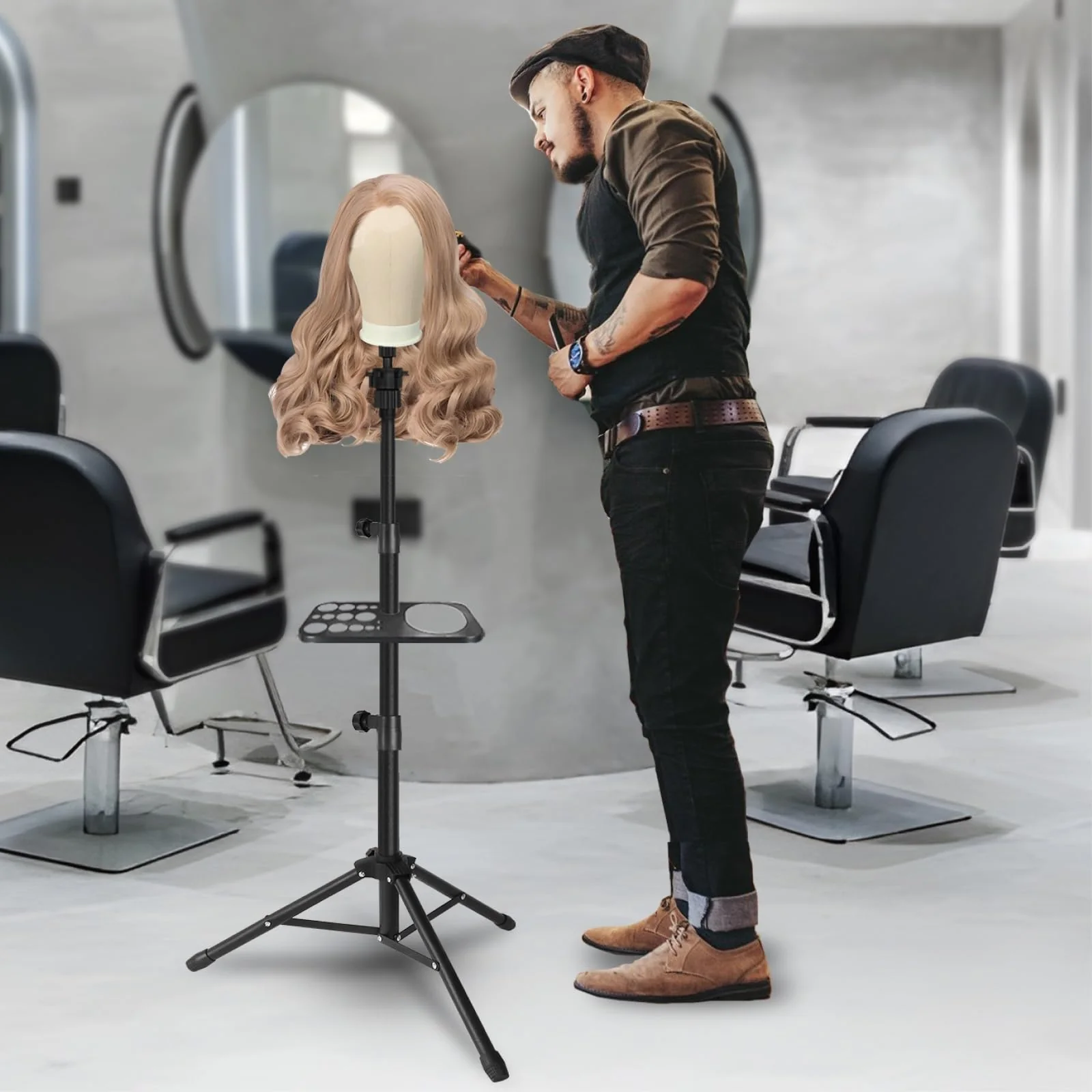 22 Inch Wig Head for Wig, Canvas Mannequin Head with Mount Hole, Manikin Head for Wig Making, Styling and Display, Head Contour More Realistic - Image 7