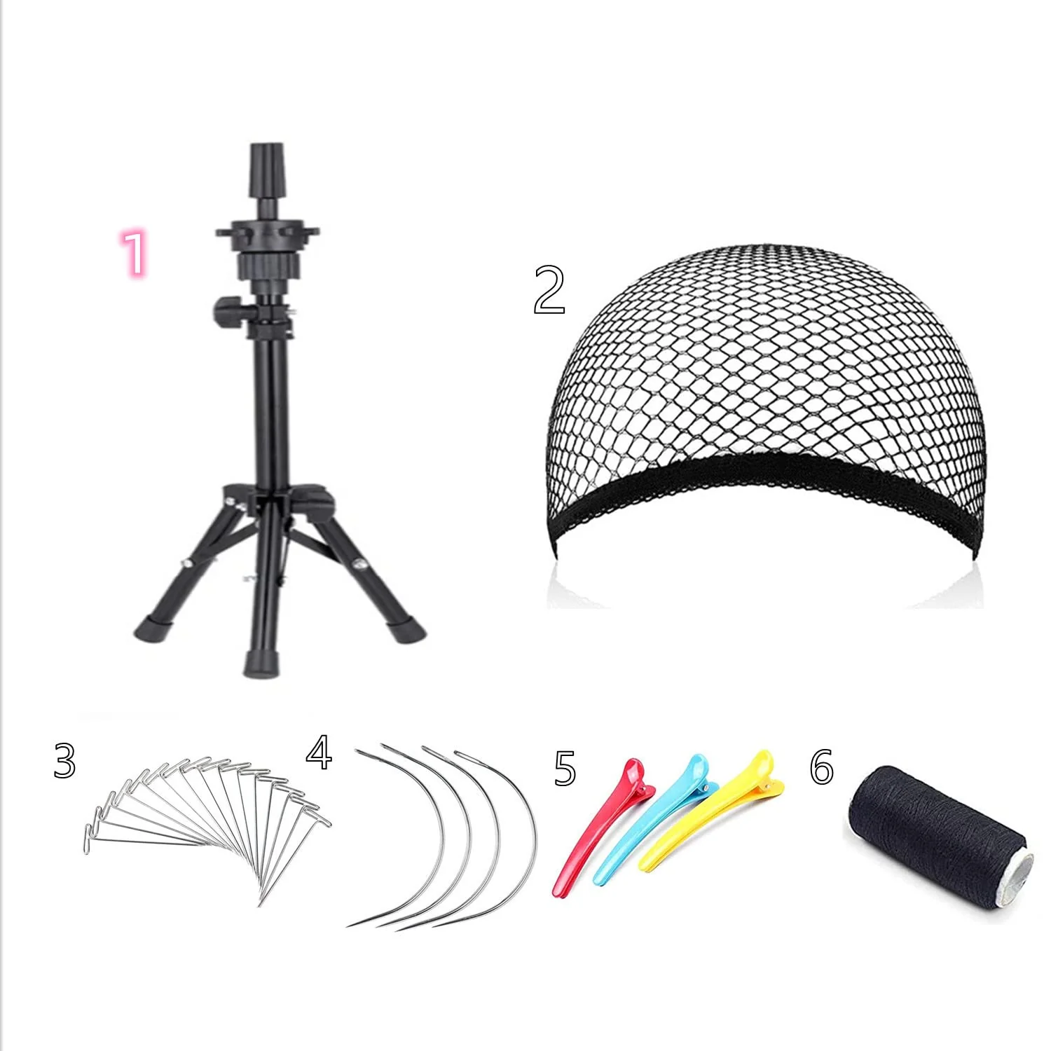 23 Inch Canvas Block Head Pink Wig Head with Wig Stand Tripod Mannequin Head Stand for Wigs Trimming Making Display.(23 Inch Pink) - Image 4