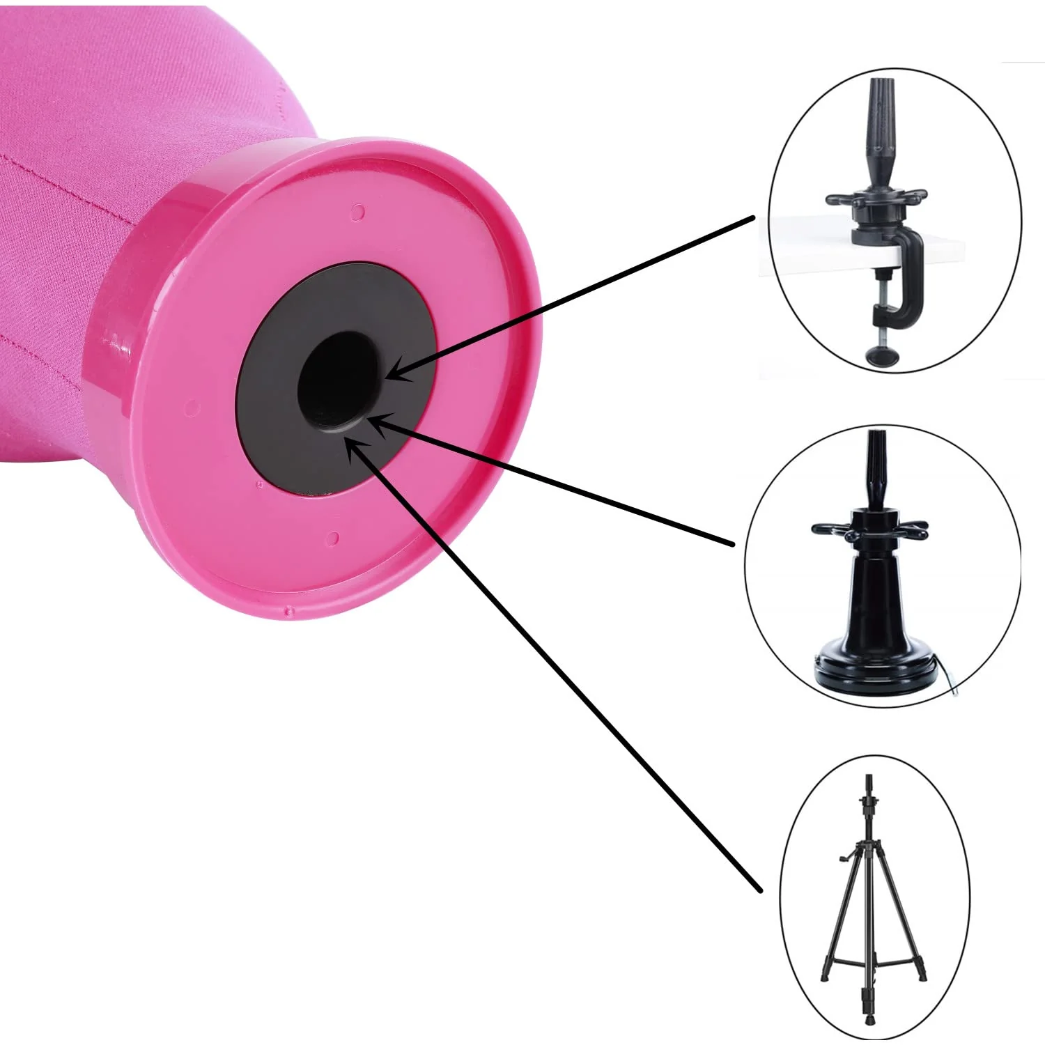 23 Inch Canvas Block Head Pink Wig Head with Wig Stand Tripod Mannequin Head Stand for Wigs Trimming Making Display.(23 Inch Pink) - Image 5