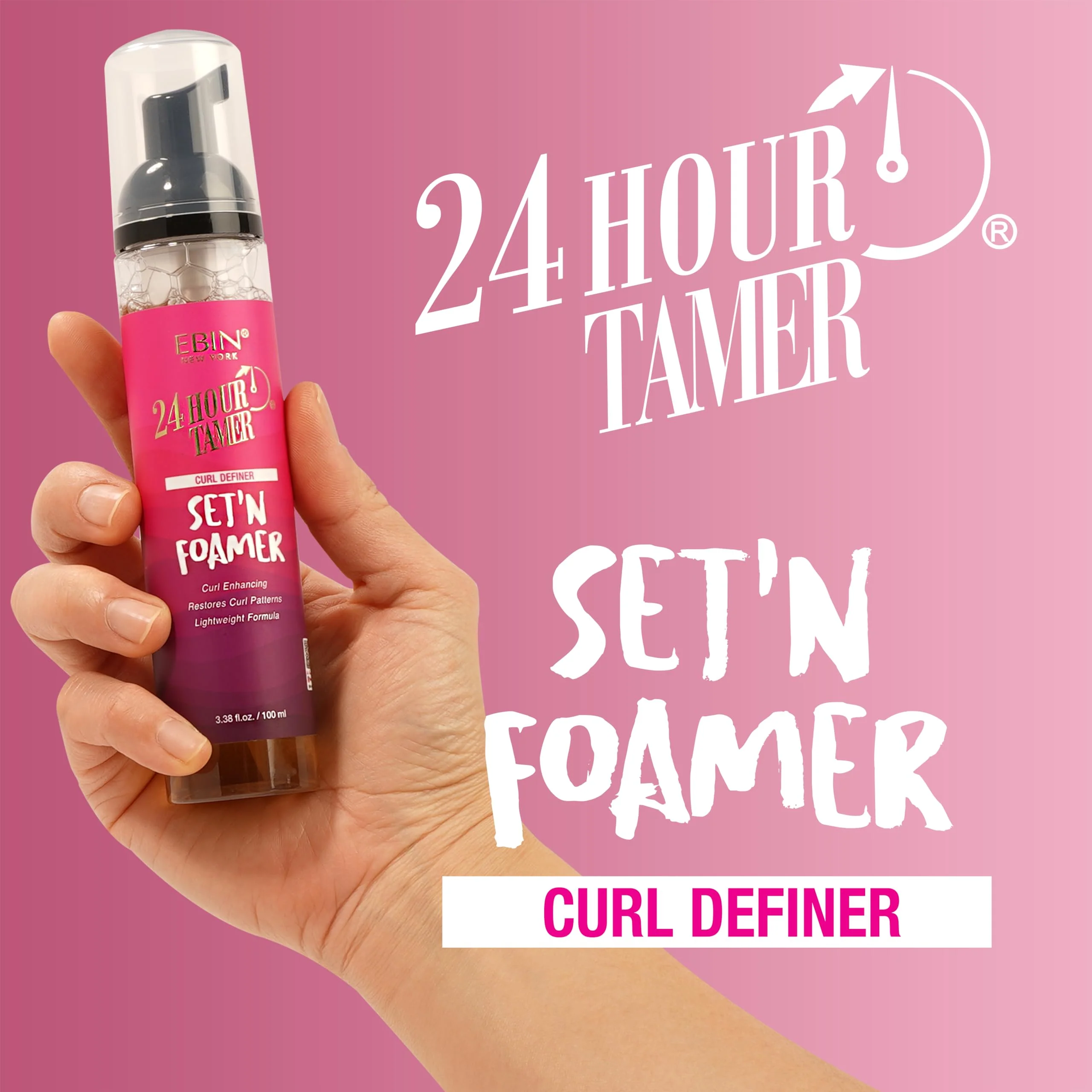 24 Hour Tamer Set'n Foamer Curl Definer 3.38oz/ 100ml - Define Curls & Waves, Enhance Volume & Shine, Soft Finish with Lightweight Texture, Restoring Curl Patterns, Nourishes Curls, No Flake - Image 3