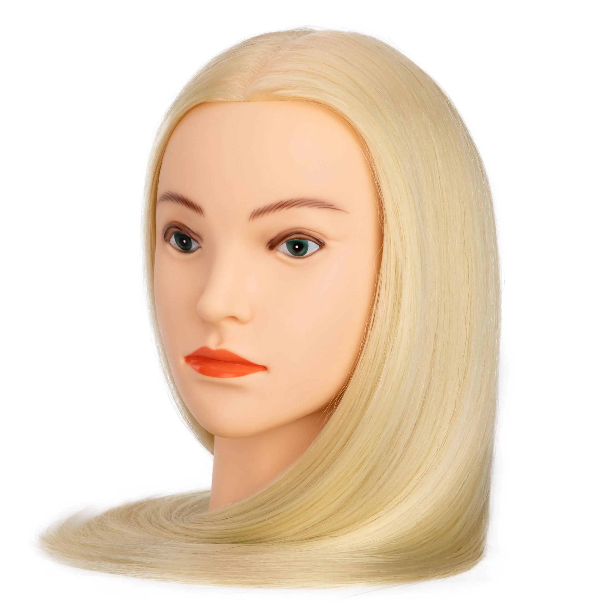26-28''Mannequin Head 80% Human Hair, Cosmetology Mannequin Head Hairdressers Practice Braiding Doll Head for Hair stly (#613 Blond) - Image 6