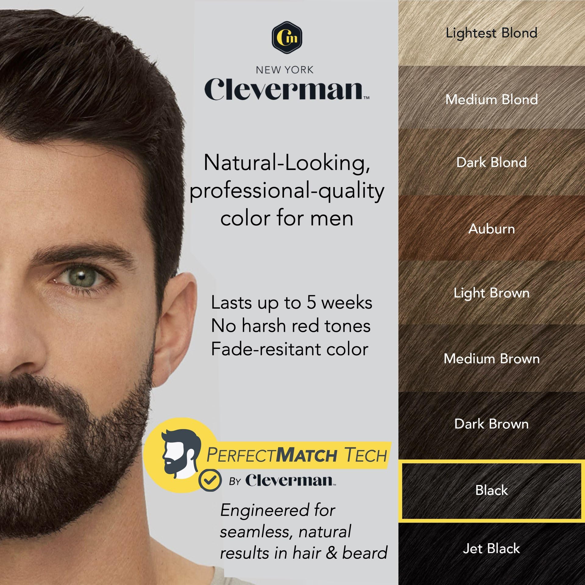 2X Reusable Hair & Beard Dye for Men – Auburn 7.04 | Up to 10 Uses, 7 Minutes | Natural Gray Coverage, No-Drip Cream with SkinArmour® – Cleverman - Image 5