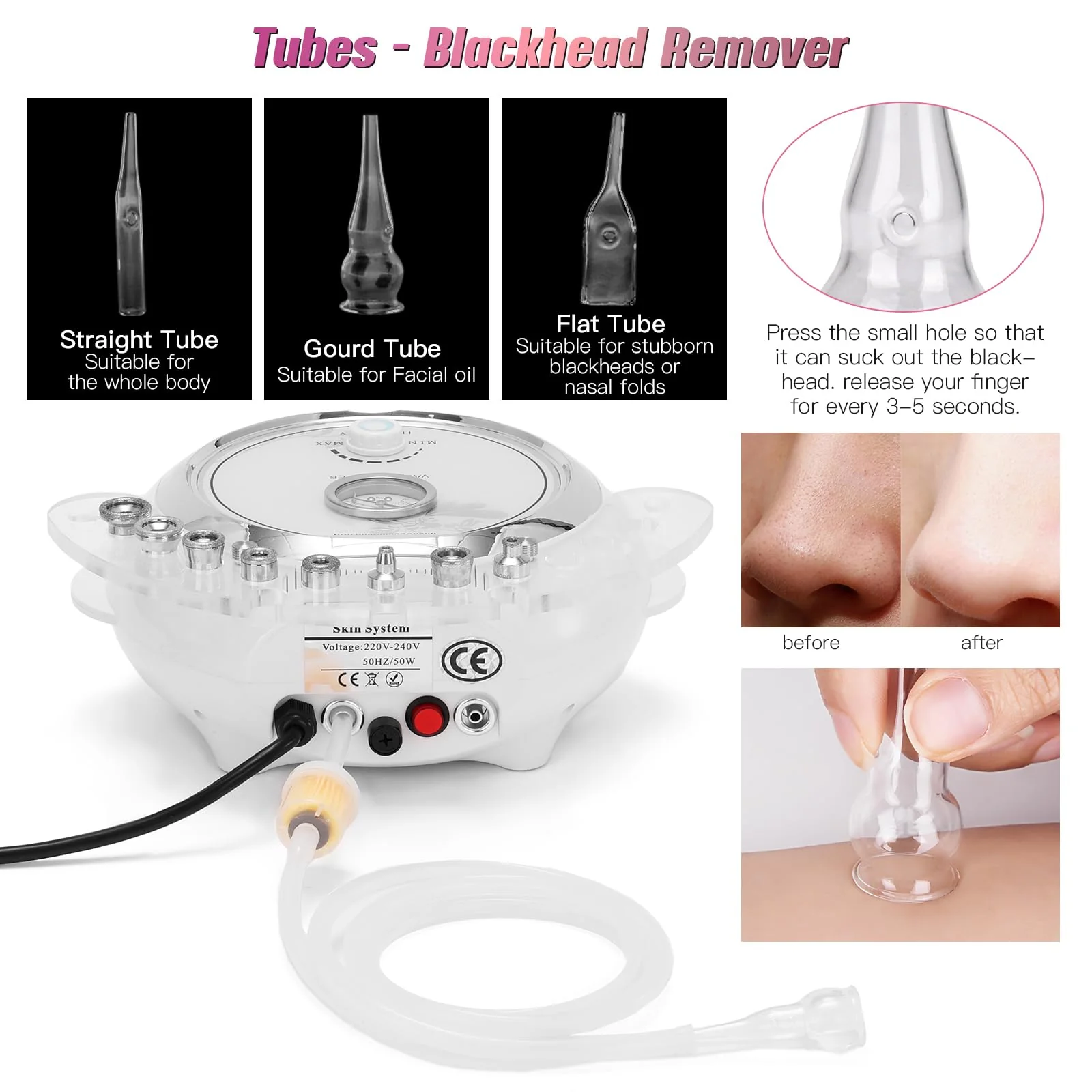 3 in 1 Diamond Machine, TopDirect Facial Skin Care Salon Equipment Beauty Device with Spray Gun (Strong Suction Power: 65-68cmhg) - Image 4