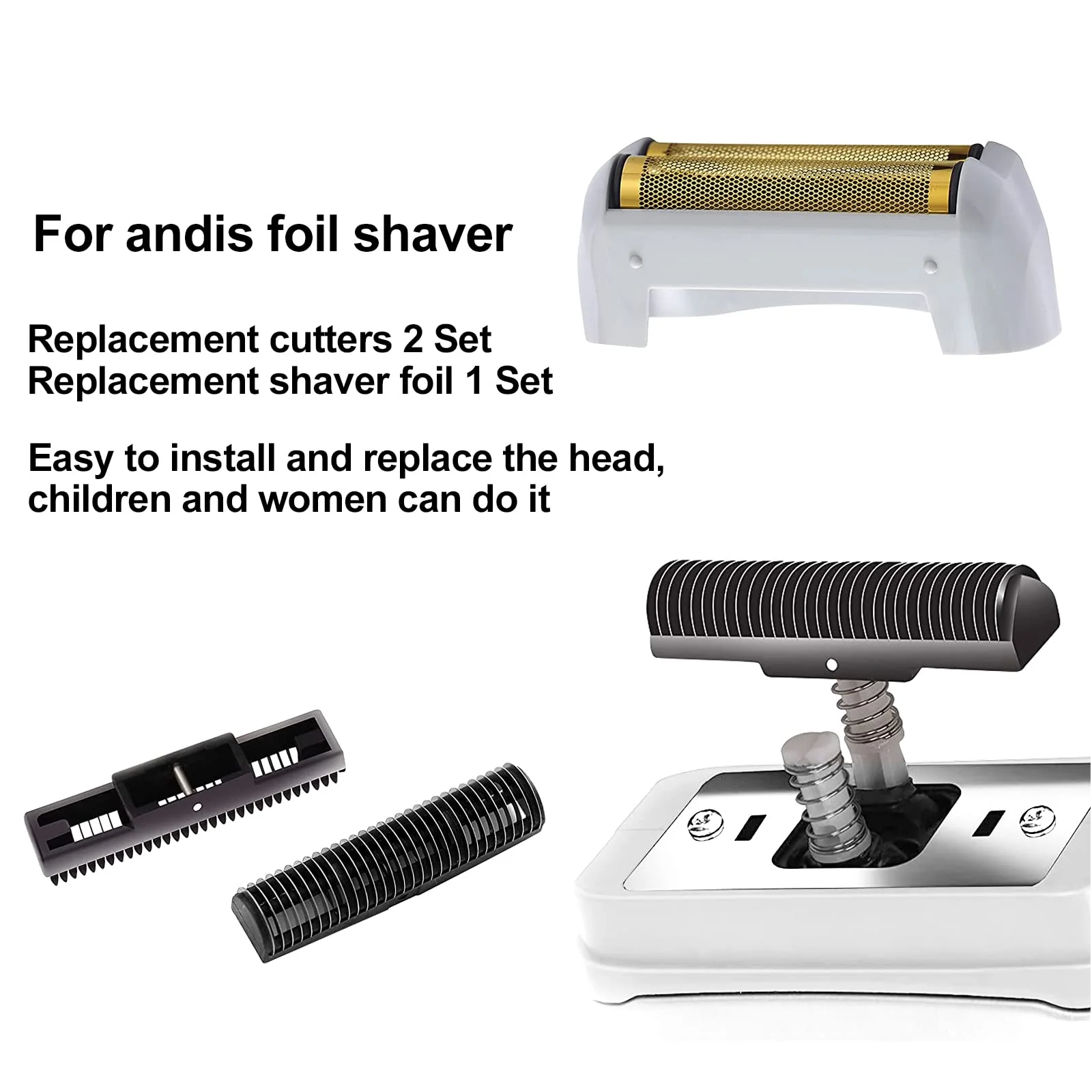 3 Pack Shaver Replacement Foil and Cutters compatible with"andis #17150 shaver foil replacement" Golden - Image 3
