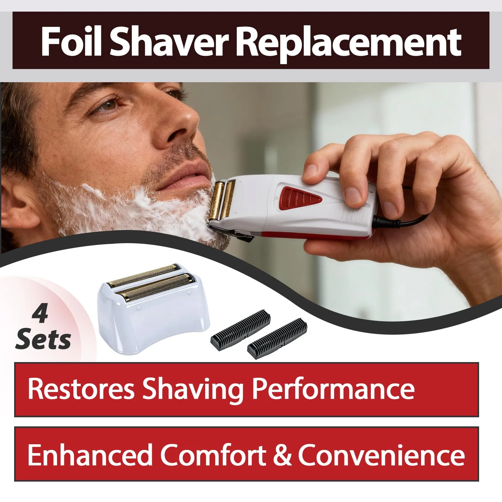 4 Sets Shaver Replacement Foil and Blades Compatible with Andis TS-1 TS-2 17150 17200 17235 17155 ProFoil Lithium Shaver, Stainless Steel Cutter Head - Image 2