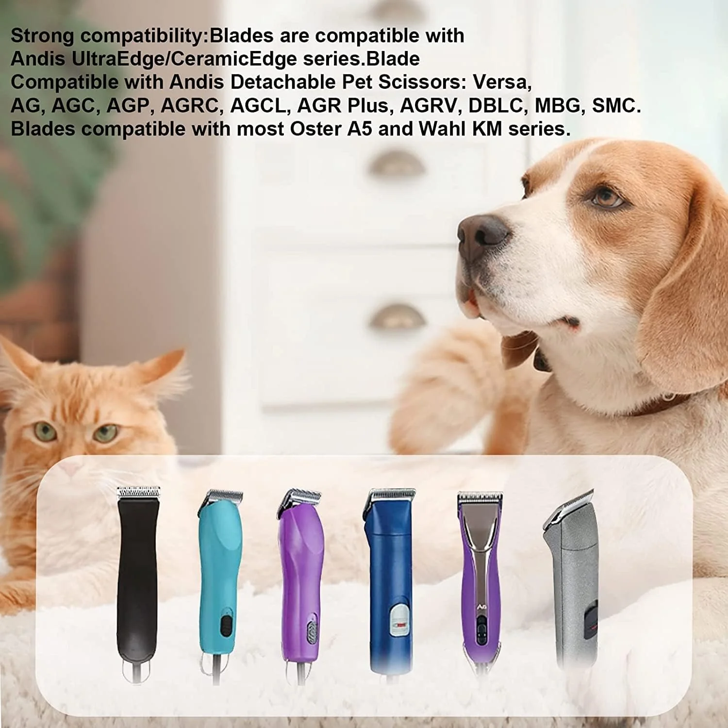 4pcs Dog Grooming Blades Compatible with Andis Dog Clippers,Detachable Ceramic Blade & Stainless Steel Blade (3FC+4FC+5FC+7FC) - Image 7