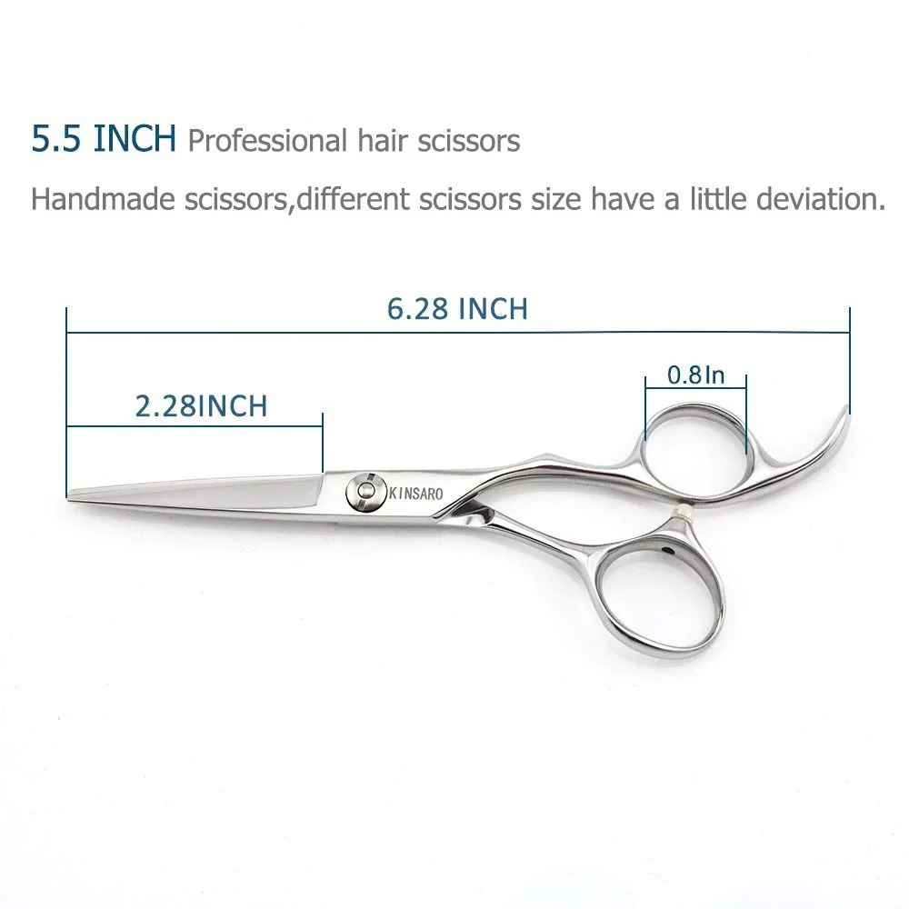 5.5" Barber Hair scissors Professional Hair Cutting Shears 440C Hair Cutting Scissors Shears Haircut Scissors Silvery Convex Blades KINSARO for Hairdresser Barber or Home Use - Image 3