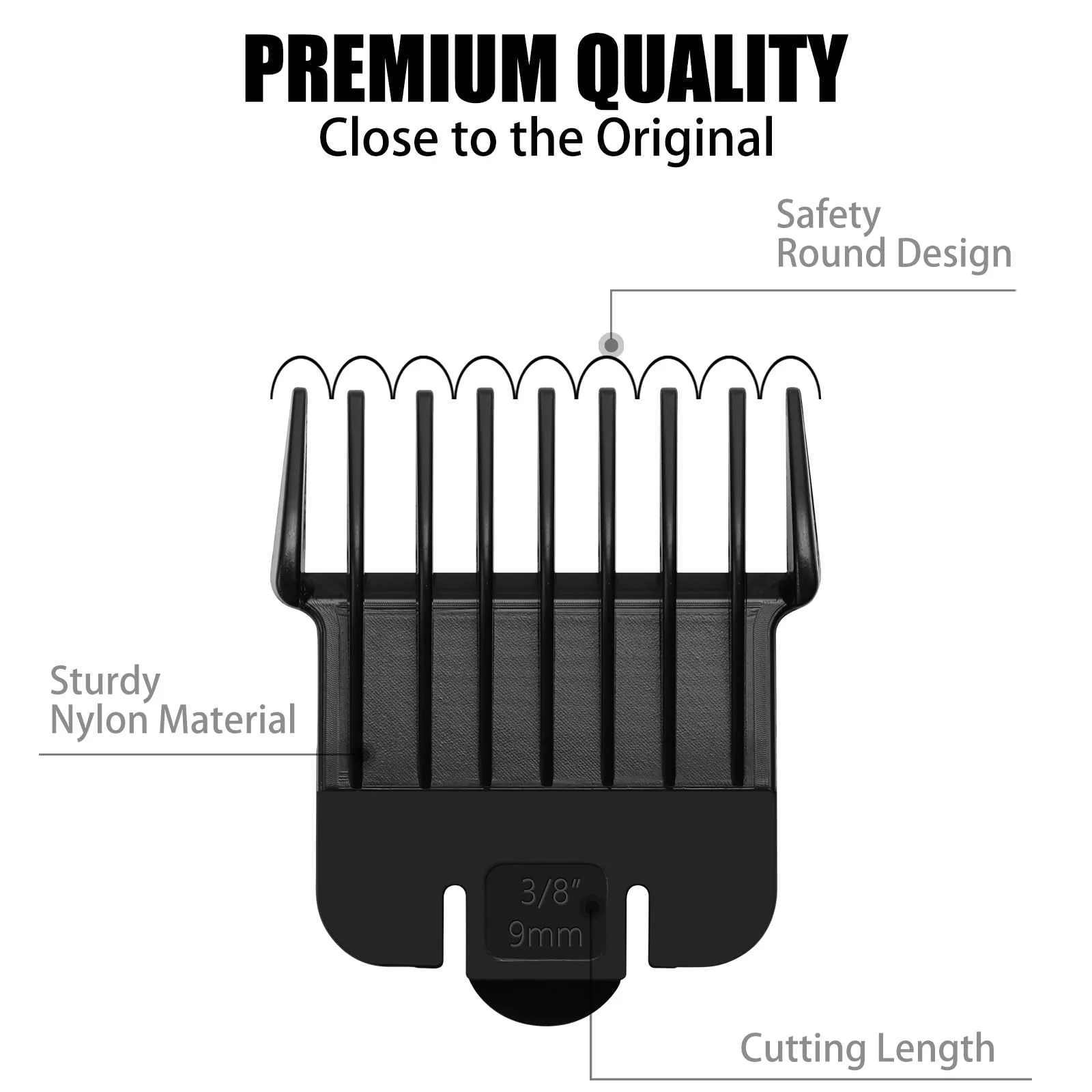 5 Pack T Outliners Guards Fit for Andis T Outliner Trimmer, Replacement Trimmer Guards Cutting Lengths from 1/32"-3/8" Inch Fit Andis T Outliner #04710#04521 Blade Snap-on Attachment Combs Set, Black - Image 4