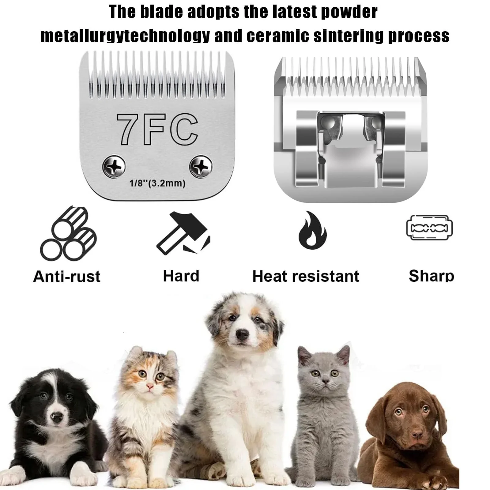 5Pack Dog Grooming Blades Compatible with Andis Dog Clippers,Dog Clipper Blades Compatible with Oster A5,Wahl km10 Dog Clippers for Animal Dog Cat Horse,Stainless-Steel Blade Sharp - Image 5