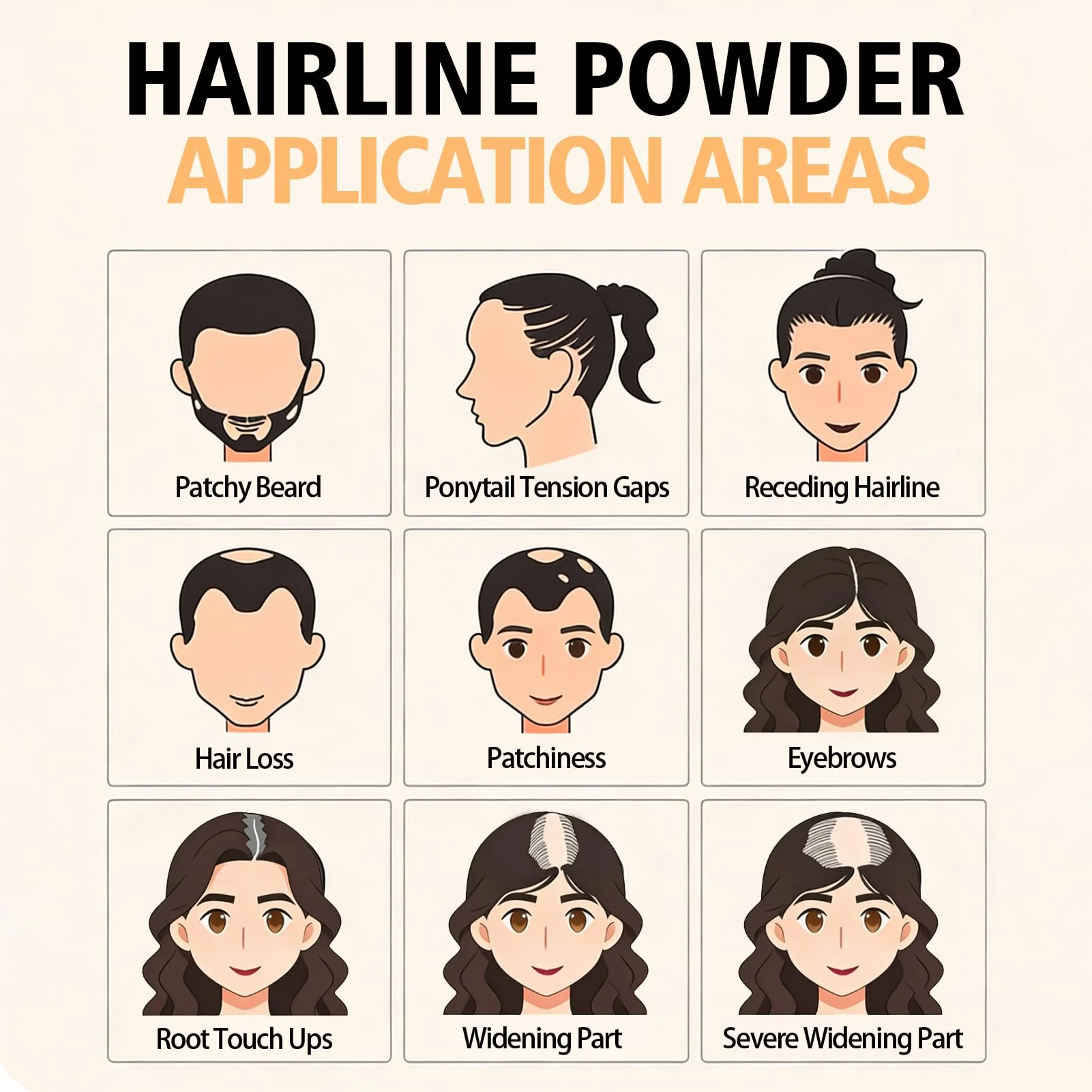 5PCS Root Cover Up Powder, Root Touch Up Hair Color for Gray Coverage, Hairline Powder Instantly Conceals Hair Loss Thinning Hair Bald Spot for Women & Men (Black) - Image 3