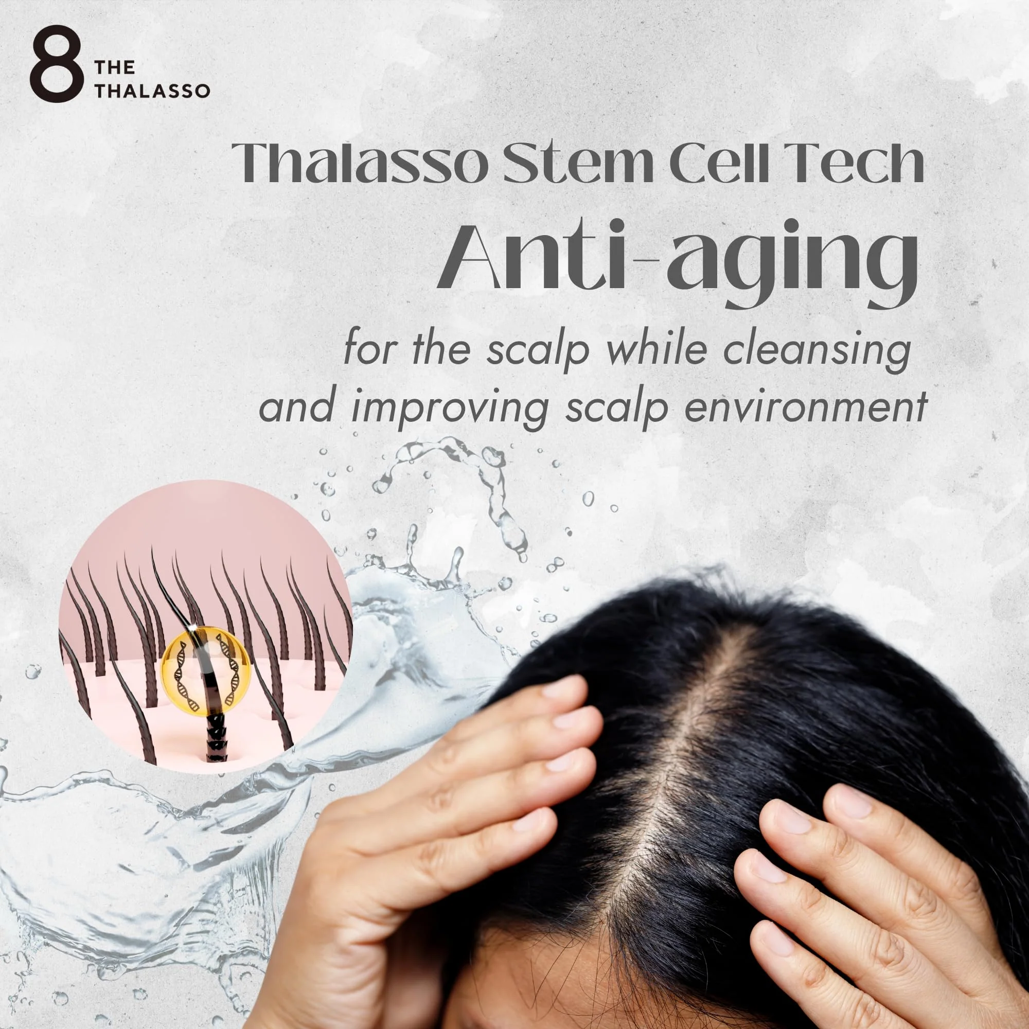 8 THE THALASSO Anti Frizz Shampoo for Women & Men, Organic Tea Tree Shampoo by Mint, Collagen, Peptides, Stem Cells & Deep Sea Water from Japan, Paraben and Sulfate Free, 16.1 Fl Oz, DRY HAIR - Image 6