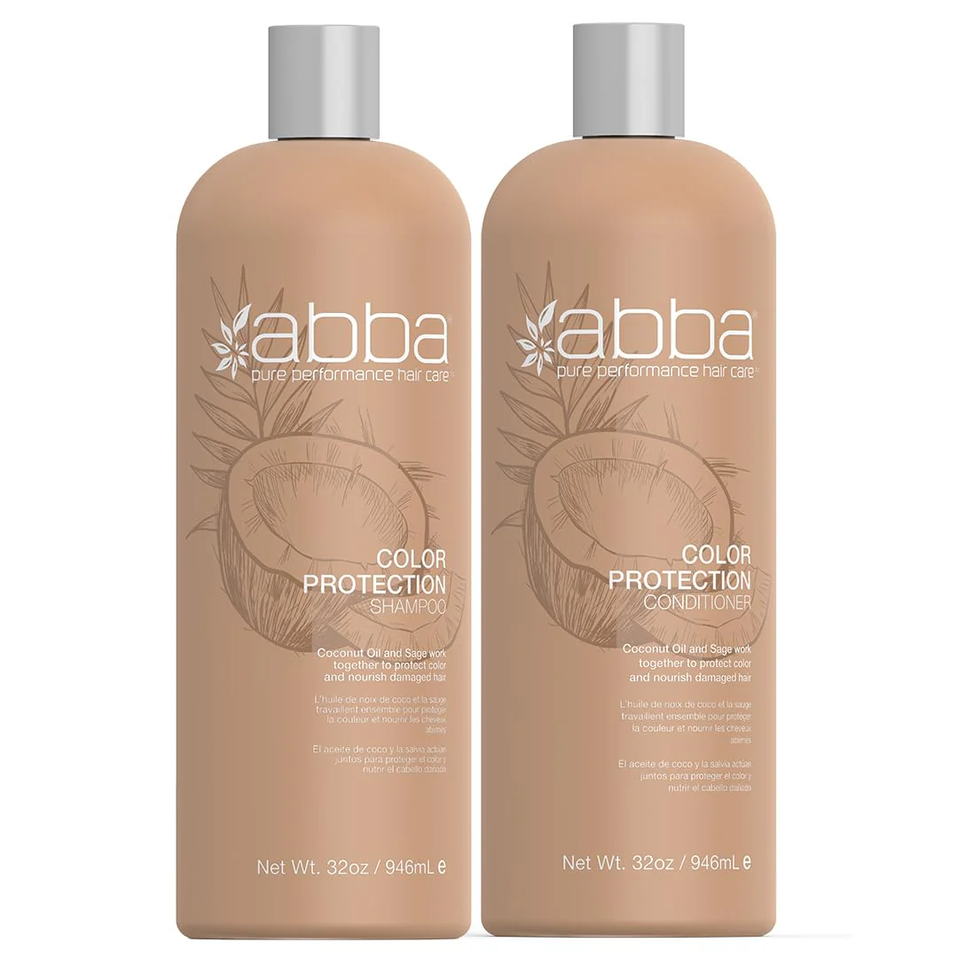 ABBA - Pure Color Protection Shampoo & Conditioner Shine Enhancing & Nourishing Value Duo Set – Coconut Oil & Sage, 32 fl oz Each - Image 2