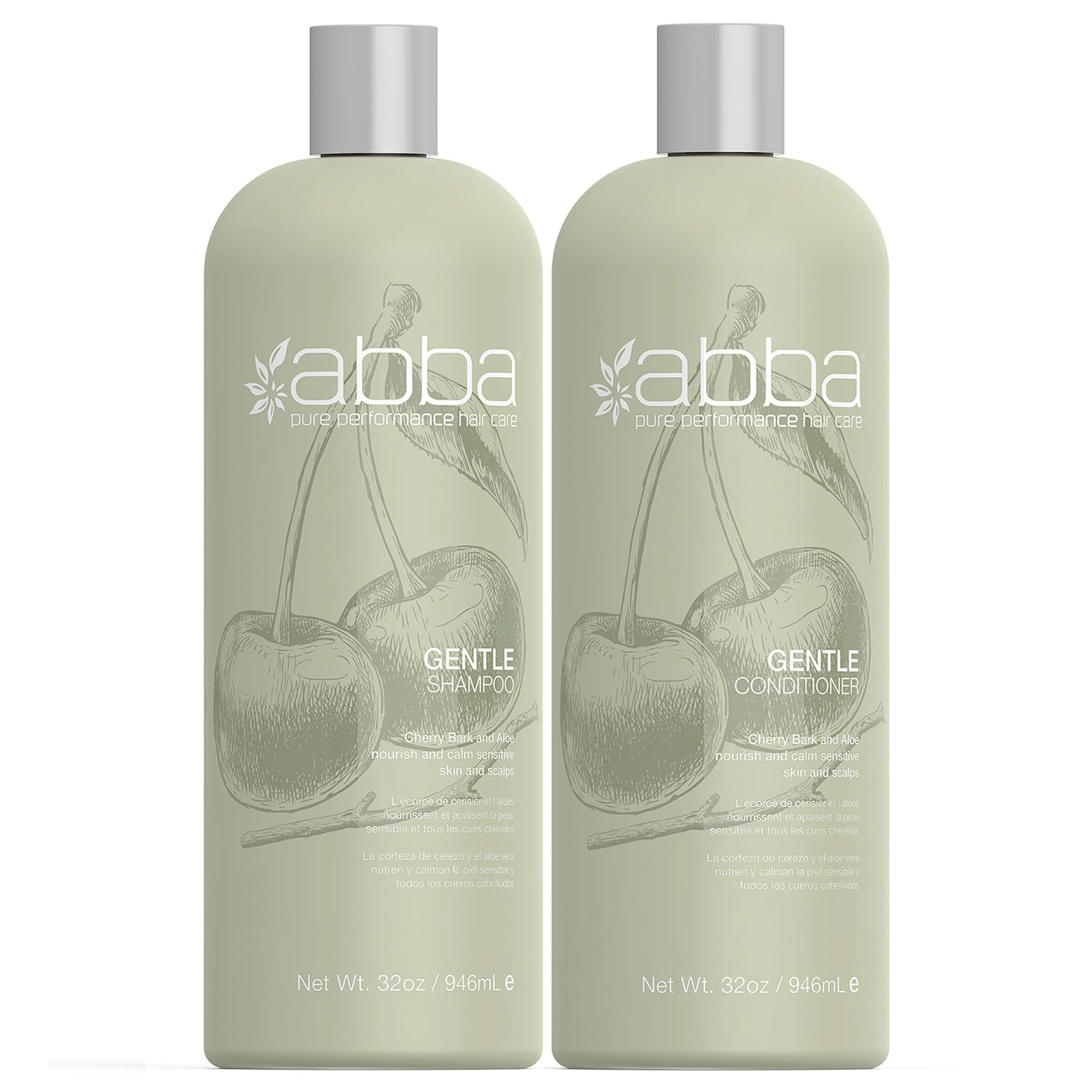 ABBA - Pure Gentle Shampoo & Conditioner Soothing & Nourishing Value Duo Set – Cherry Bark & Aloe, 32 fl oz Each - Image 2