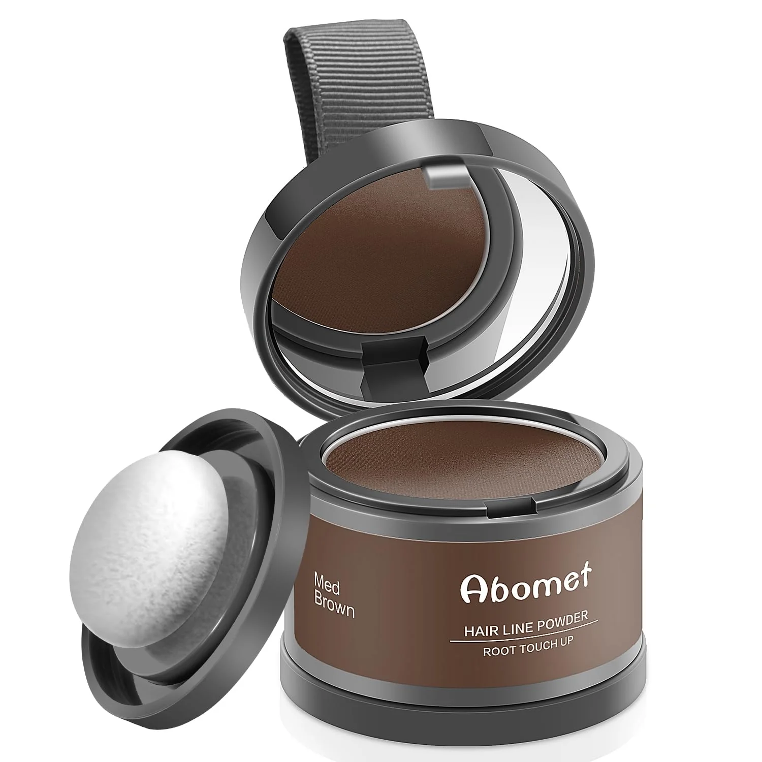 Abomet Root Touch Up Instantly Gray Hair Coverage Hairline Powder for Women & Men, Medium Brown for Concealing Hair Loss & Thinning Hair