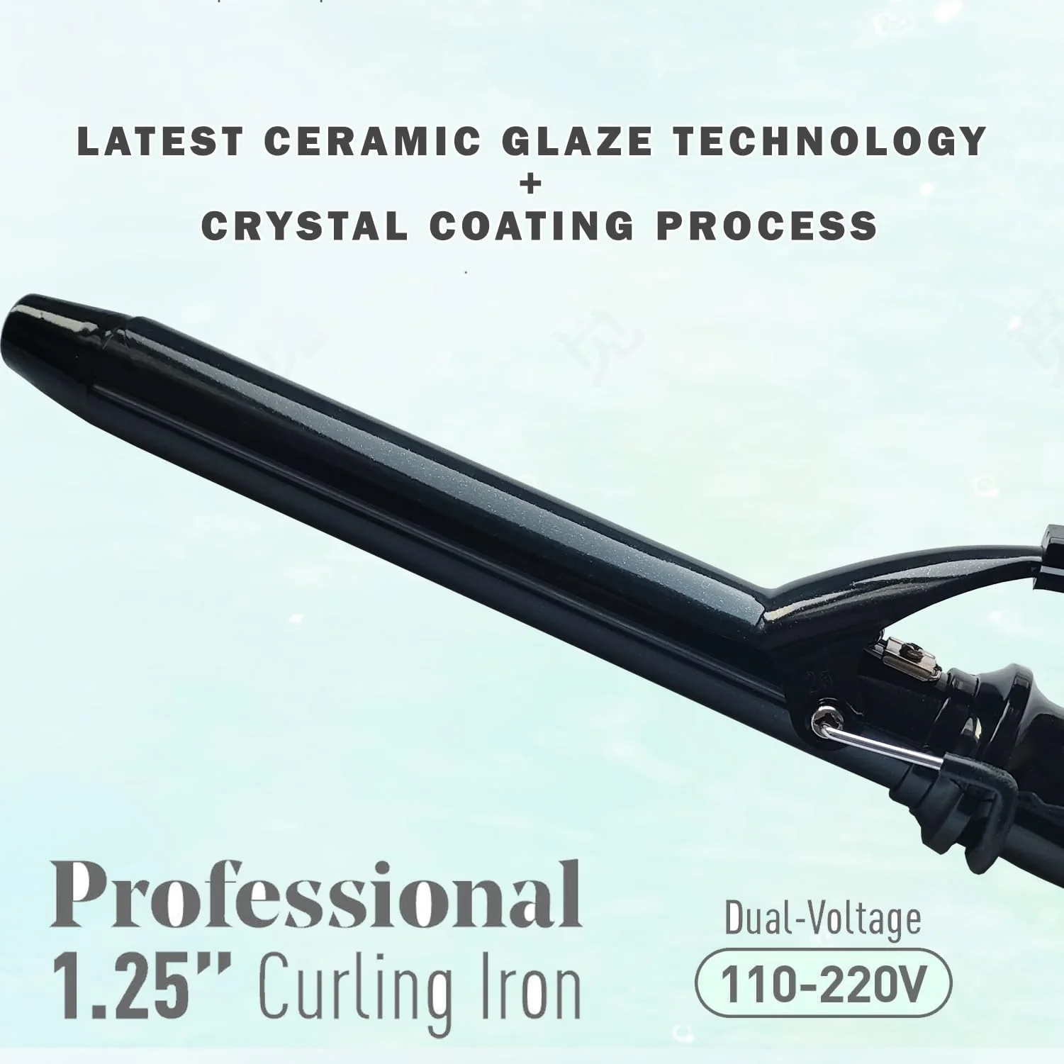 abp 1.25 Inch Curling Iron Extra Long Barrel with Ceramic Coating for Long/Medium Hair,1 1/4 INCH LCD Display Instant Heat up to 450°F with clamp,Hair Style Tool Girls & Women - Image 2