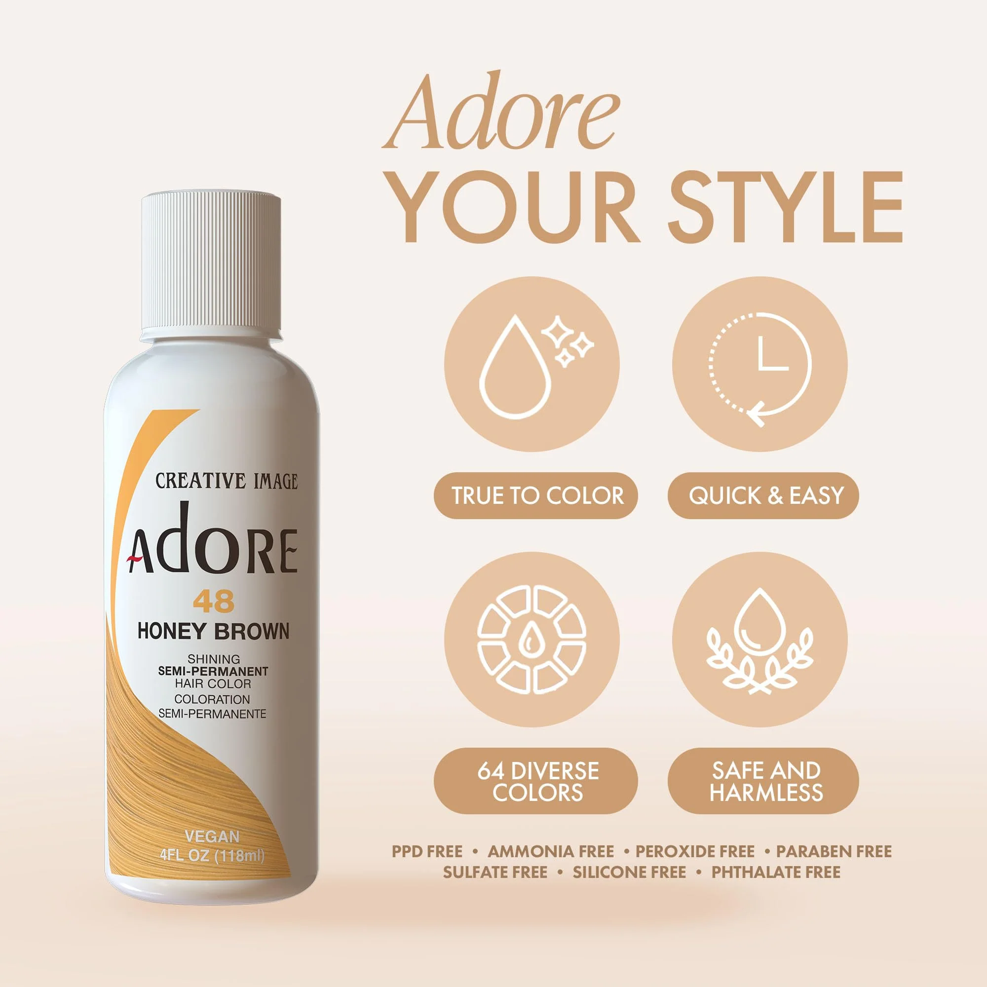 Adore Semi Permanent Hair Color - Vegan and Cruelty-Free Brown Hair Dye - 4 Fl Oz - 056 Cajun Spice (Pack of 1) - Image 5