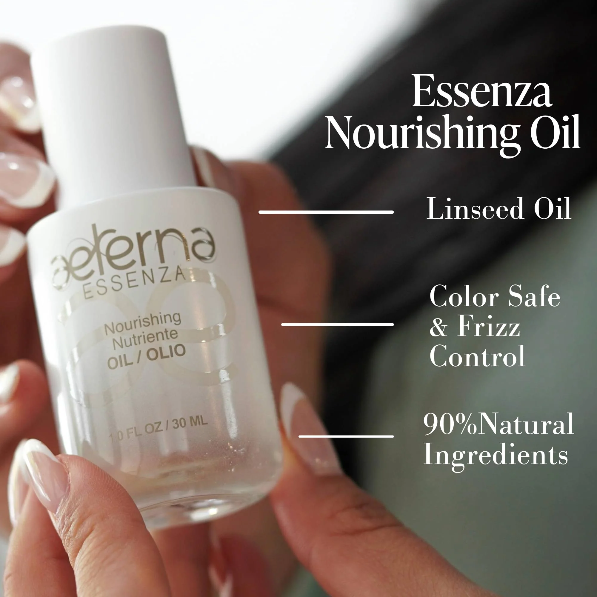 Aeterna ESSENZA - Nourishing Hair Oil with Linseed & UV Protection - Lightweight, Non-Greasy Formula - Sulfates, Parabens & Silicones Free | For All Hair Types - 30 ml - Image 6