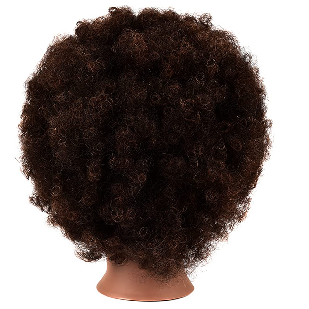 African Mannequin Head with 100% Human Hair Mannequin Head Curly Cosmetology Manican Mannequins Heads with Stand for Display Practice Braiding Styling Training Head Hair Styling - Image 4