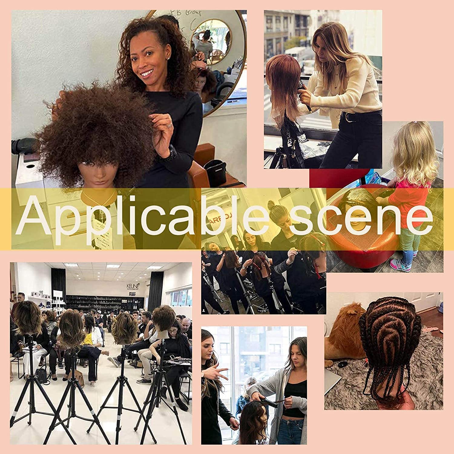 African Mannequin Head with 100% Human Hair Mannequin Head Curly Cosmetology Manican Mannequins Heads with Stand for Display Practice Braiding Styling Training Head Hair Styling - Image 8