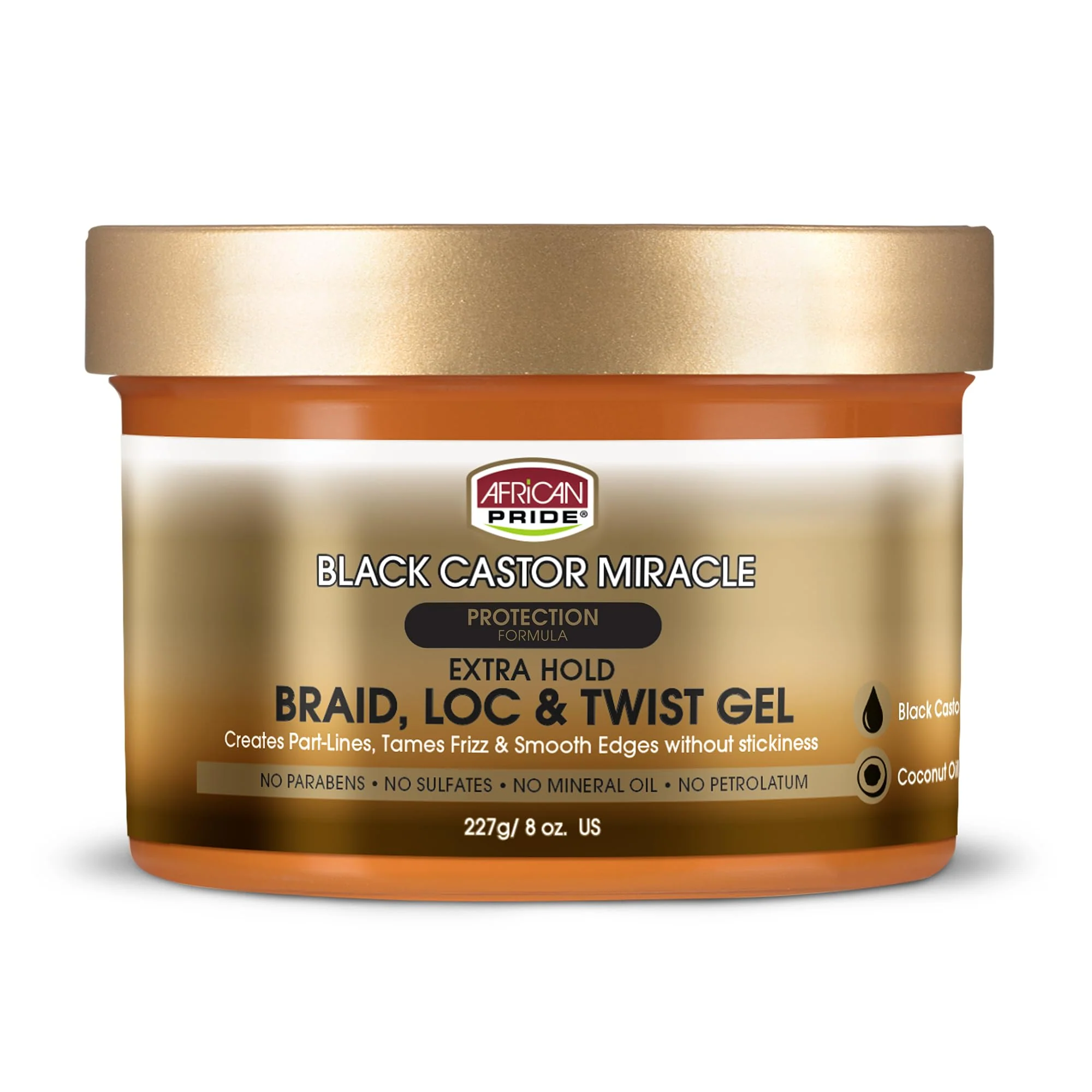 African Pride Black Castor Miracle Extra Hold Braid, Loc, Twist Gel - Extreme Hold Braiding Hair Gel, Edge Control & Tames Frizz, No Flake | Natural Ingredients, Coconut Oil | 8oz - Image 2