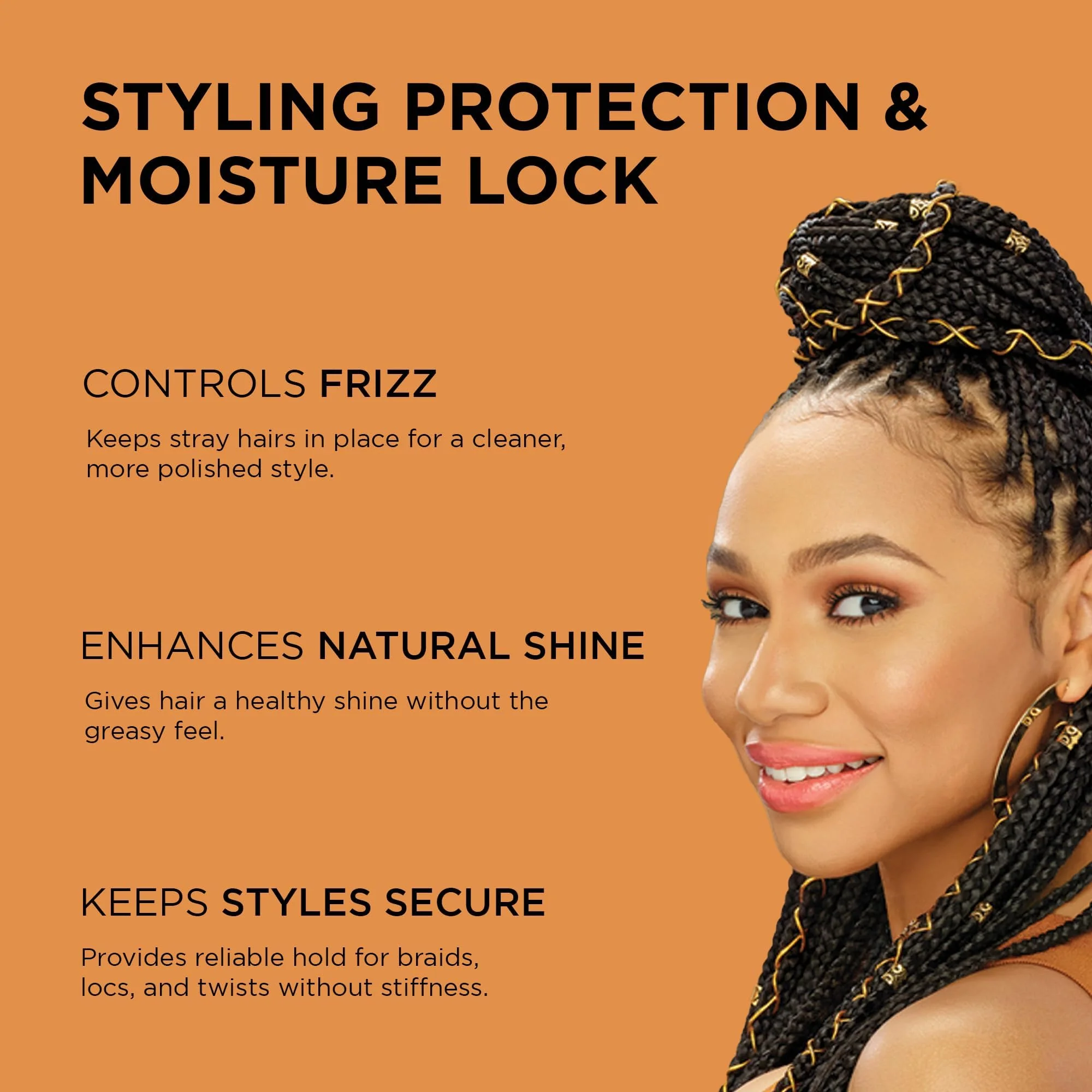 African Pride Black Castor Miracle Extra Hold Braid, Loc, Twist Gel - Extreme Hold Braiding Hair Gel, Edge Control & Tames Frizz, No Flake | Natural Ingredients, Coconut Oil | 8oz - Image 3