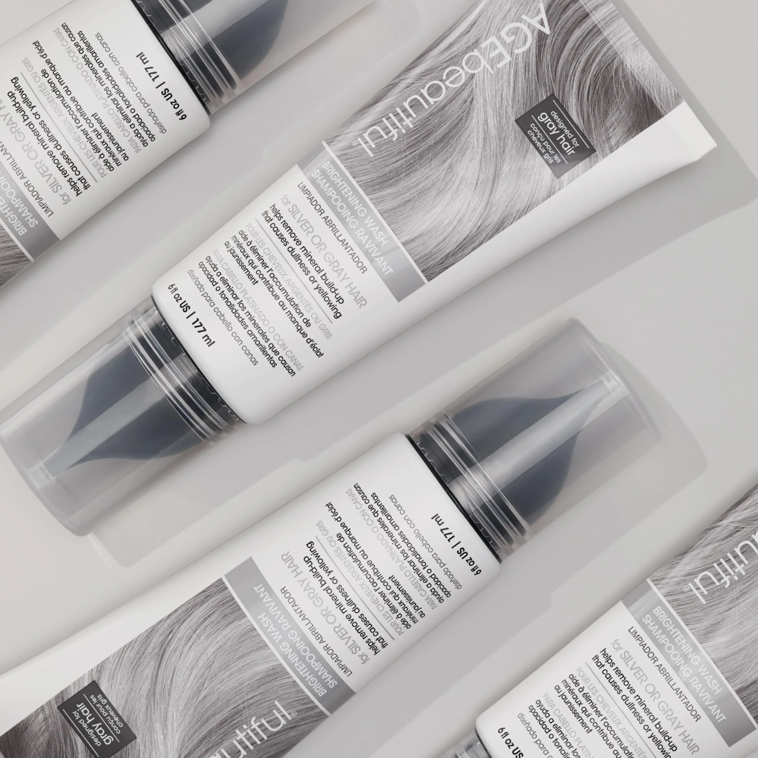 AGE beautiful Brightening Wash Shampoo for Silver or Gray Hair, With CoQ10 + Charcoal, Remove Mineral Build-up & Pollution for Bright, Shiny Hair - Image 4