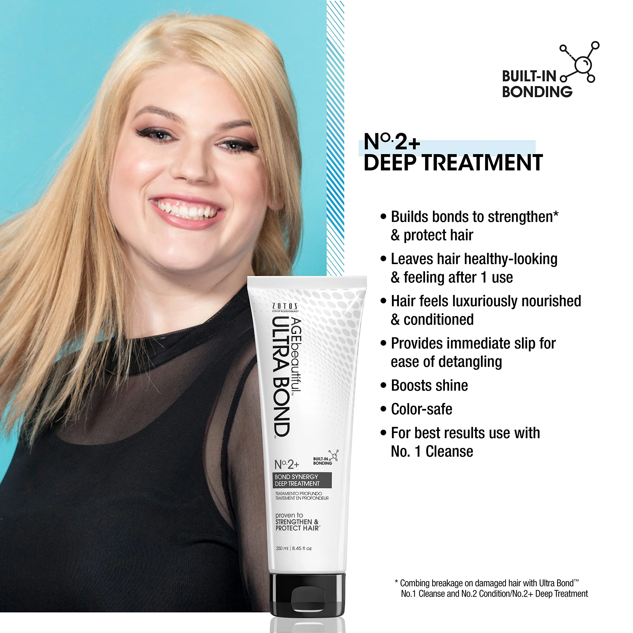 AGE beautiful Deep Treatment Synergy Repair with Ultra Bond Building | Strengthens, Protects & Nourishes Hair | Color-Safe | For Color-Treated Blondes | 8.45 Fl Oz - Image 2