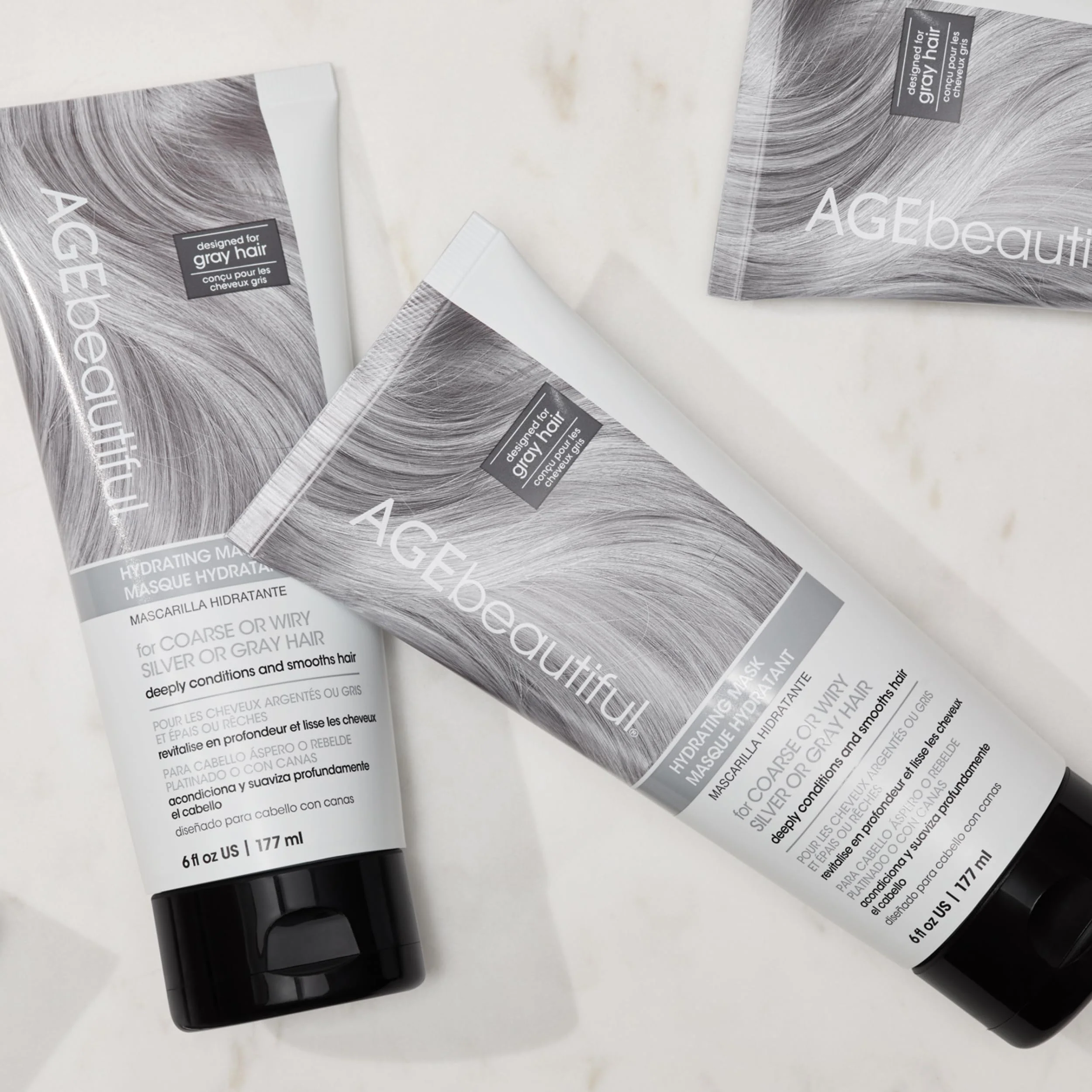 AGE beautiful Hydrating Mask for Wiry, Coarse Silver or Gray Hair, with Silk Amino Acids & Keratin, Deeply Condition & Reduce Frizz for Smooth, Shiny Hair - Image 4