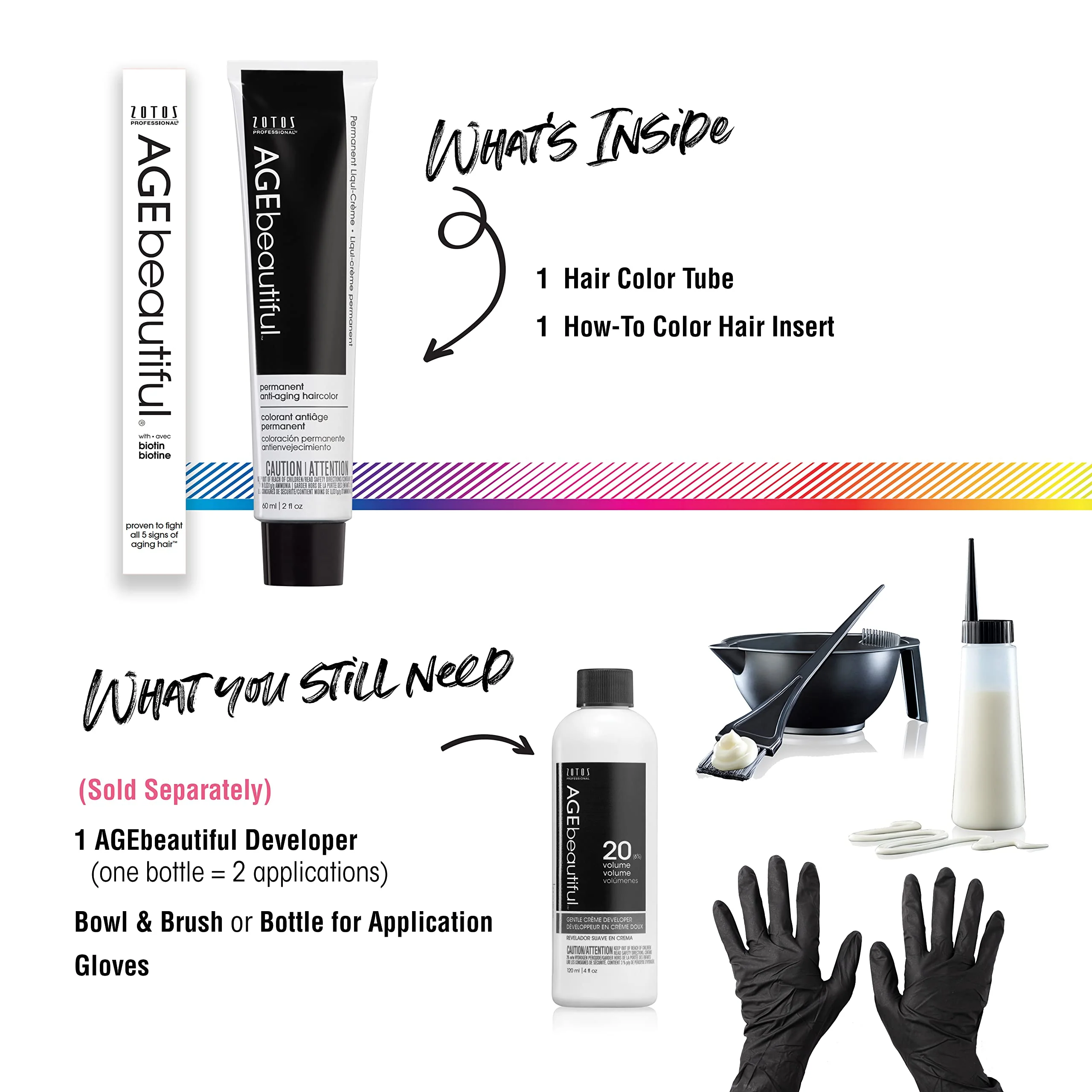AGE beautiful Permanent Hair Color Dye Liqui Creme | 100% Gray Coverage | Anti-Aging Haircolor | Biotin for Thicker, Fuller Hair | Professional Salon Coloring | 6NN Light Intense Brown - Image 5