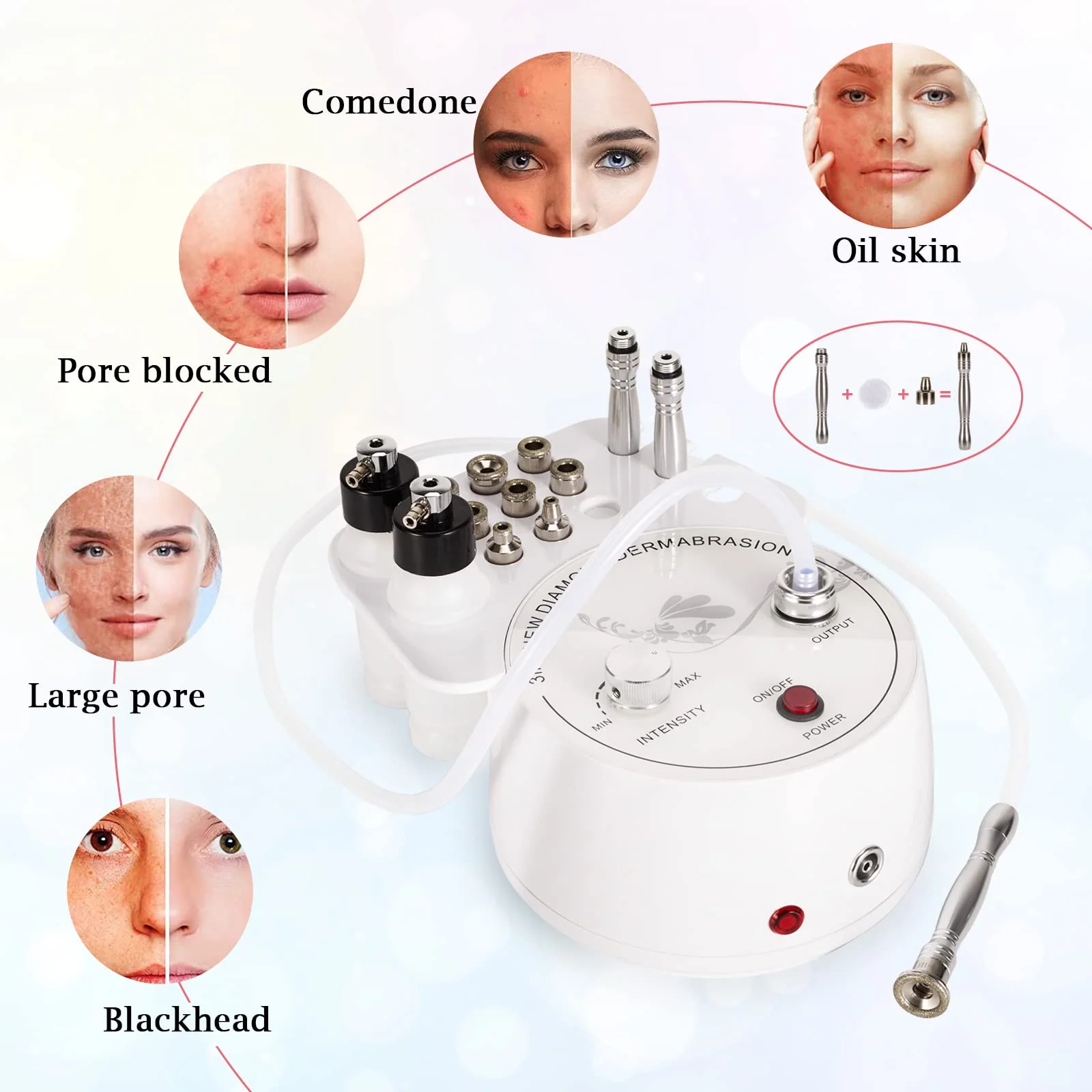 AIMENGXI 3 in 1 Diamond Microdermabrasion Machine, Professional Microdermabrasion Device with Vacuum Spray, Beauty Facial Skin Care Dermabrasion Equipment for Salon Personal Home Use - Image 2