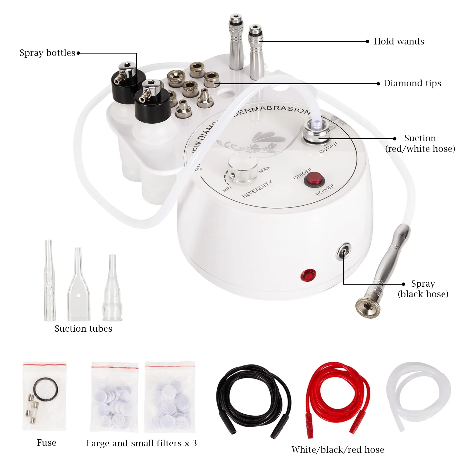 AIMENGXI 3 in 1 Diamond Microdermabrasion Machine, Professional Microdermabrasion Device with Vacuum Spray, Beauty Facial Skin Care Dermabrasion Equipment for Salon Personal Home Use - Image 8