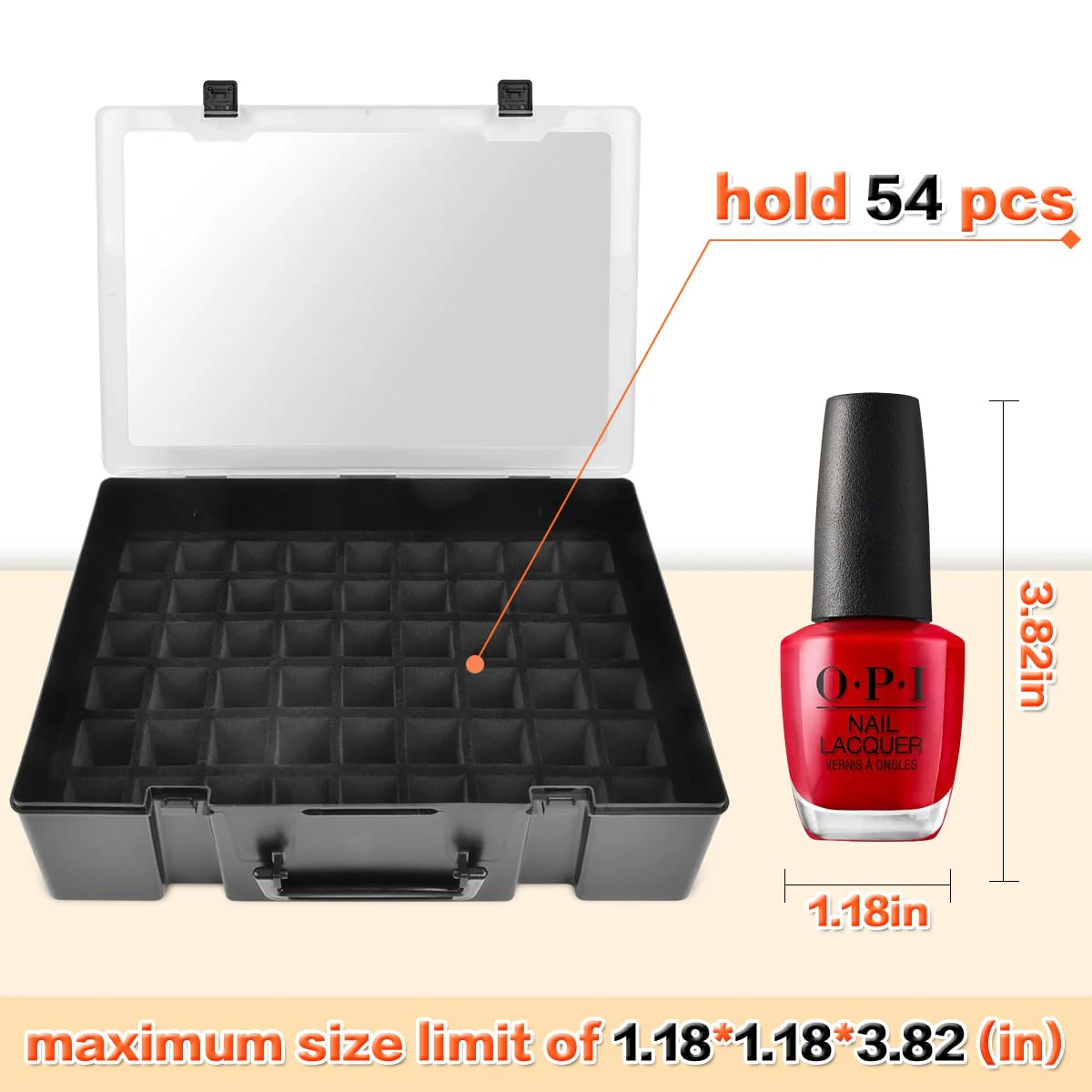 ALCYON Universal Nail Polish Holder & Organizer Contains 54 Bottles for Gellen, for Beetles, for Sally Hansen, for OPI, for Essie and Other Fingernail Polish (ONLY A CASE)-Black - Image 4
